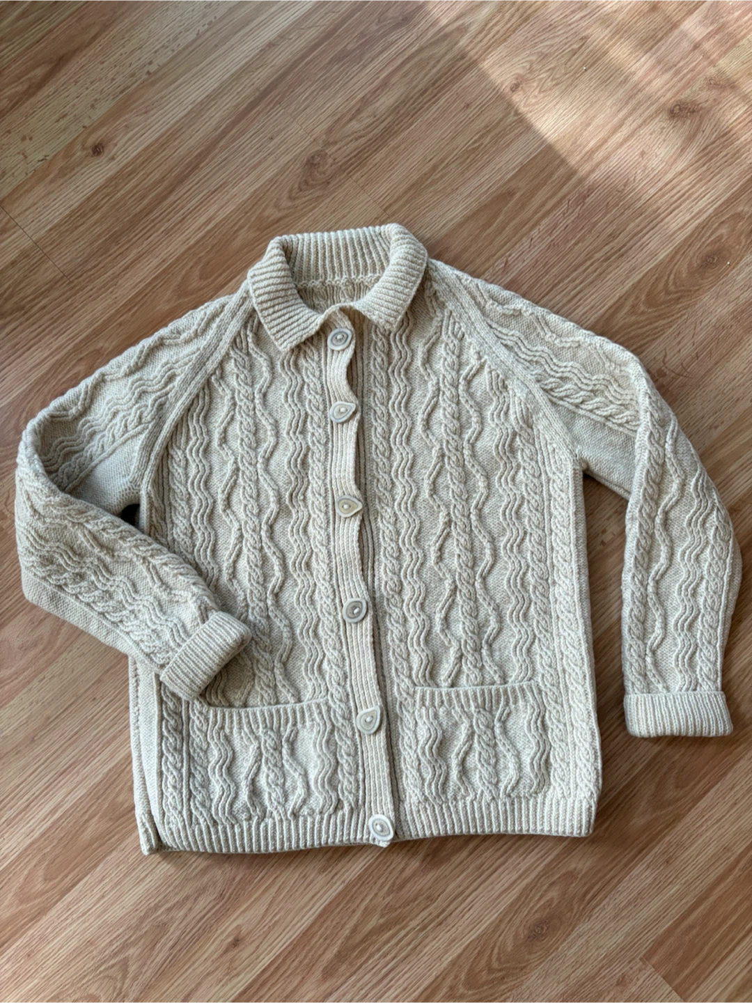 Cream Wool Knit Cardigan