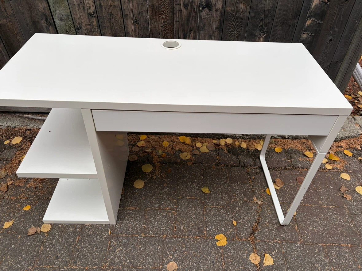 White ikea micke desk or vanity with side storage