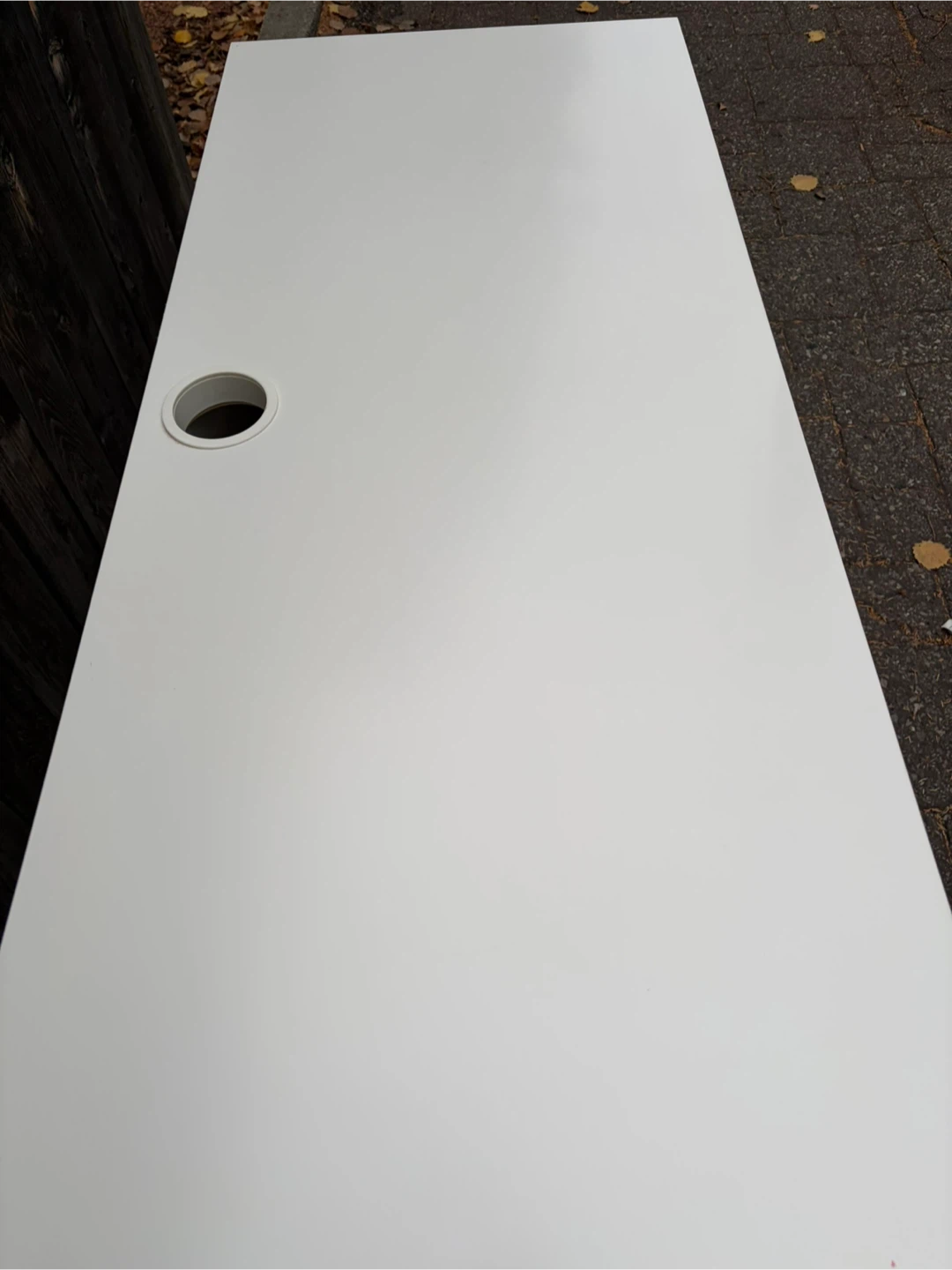 White ikea micke desk or vanity with side storage - photo 2