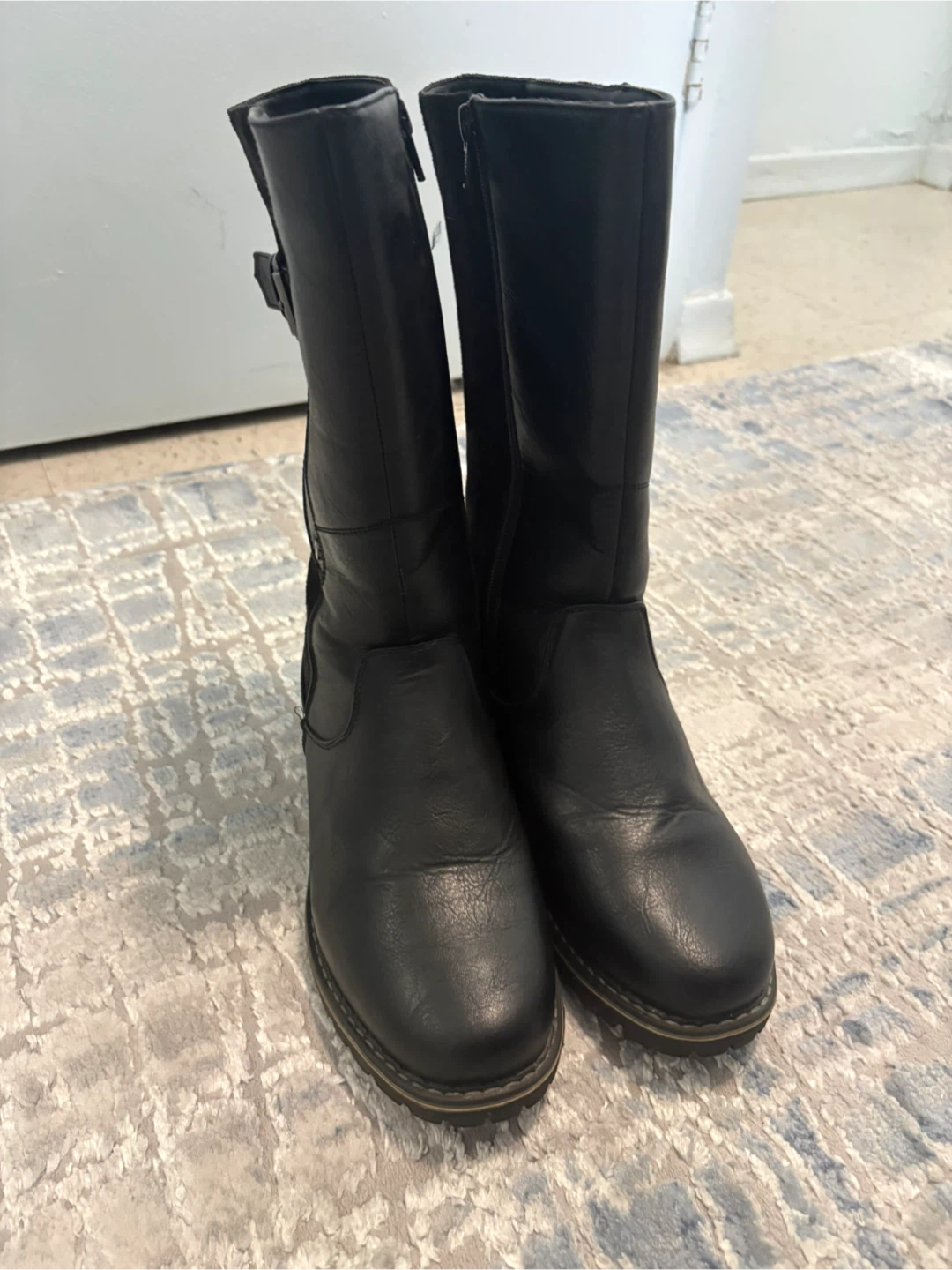 Black Winter Boots with Ice Grips