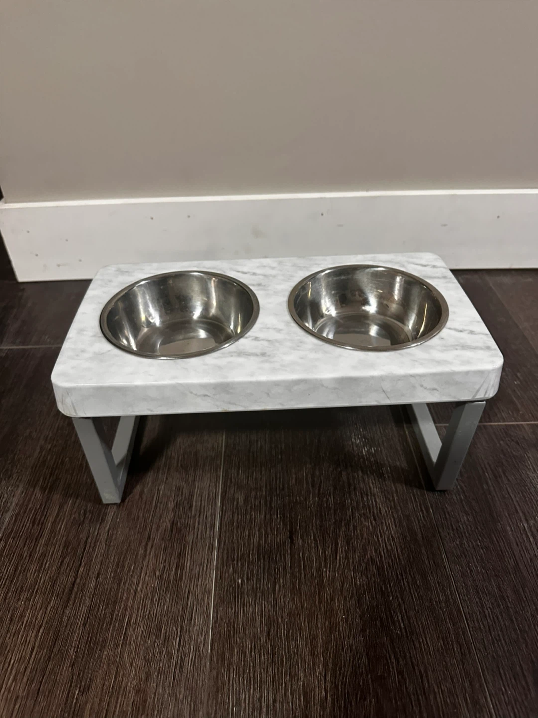 Raised Pet Feeder with Two Stainless Steel Bowls