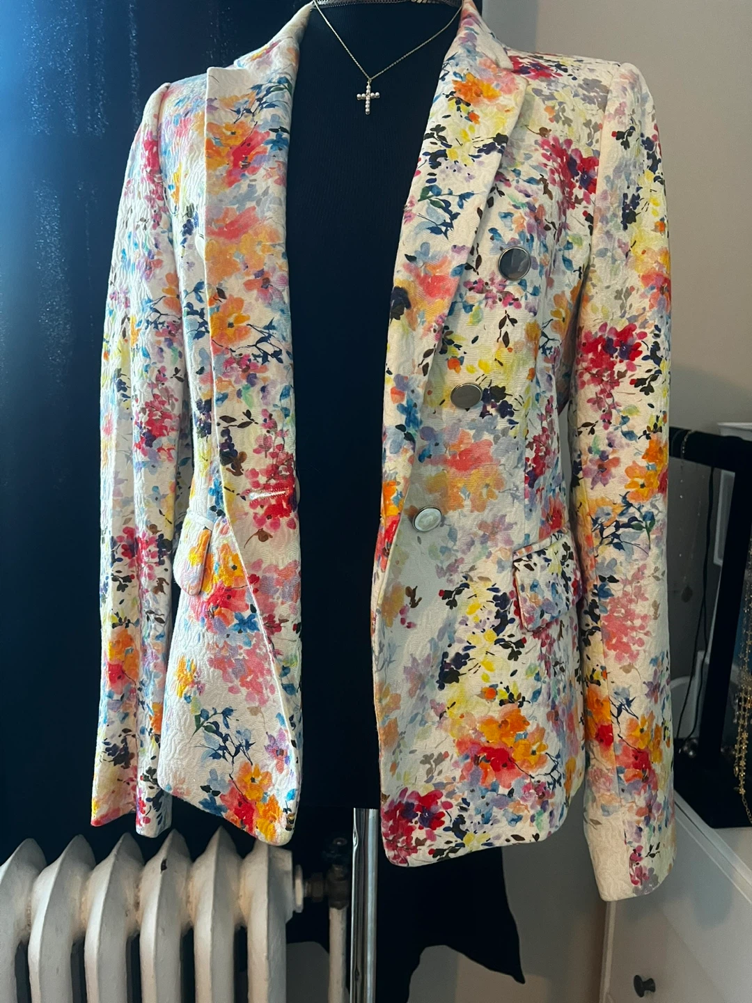 Zara Woman Floral Double-Breasted Blazer