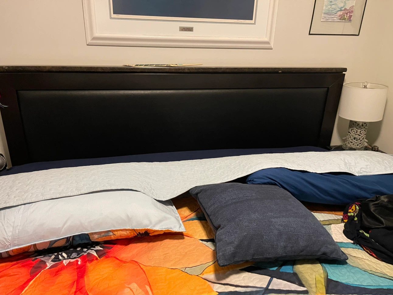 Dark Brown Wooden Bed Frame with Headboard - photo 5