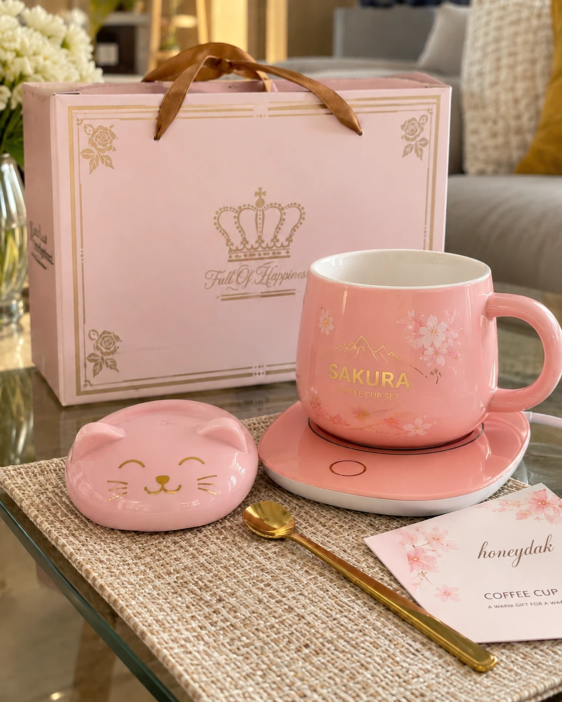Honeydak Sakura Coffee Cup Warmer Set