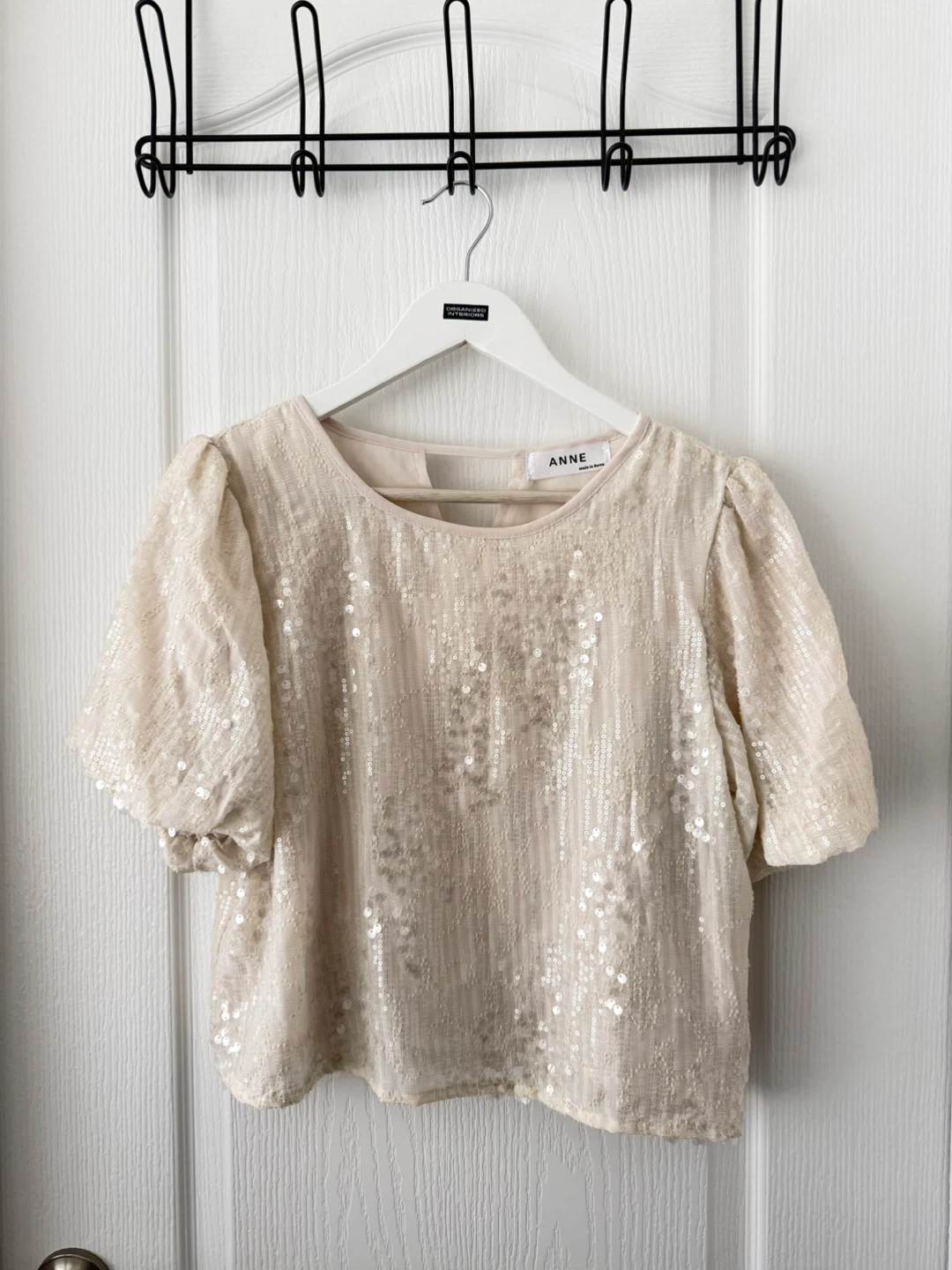 Cream Sparkly Cropped Top