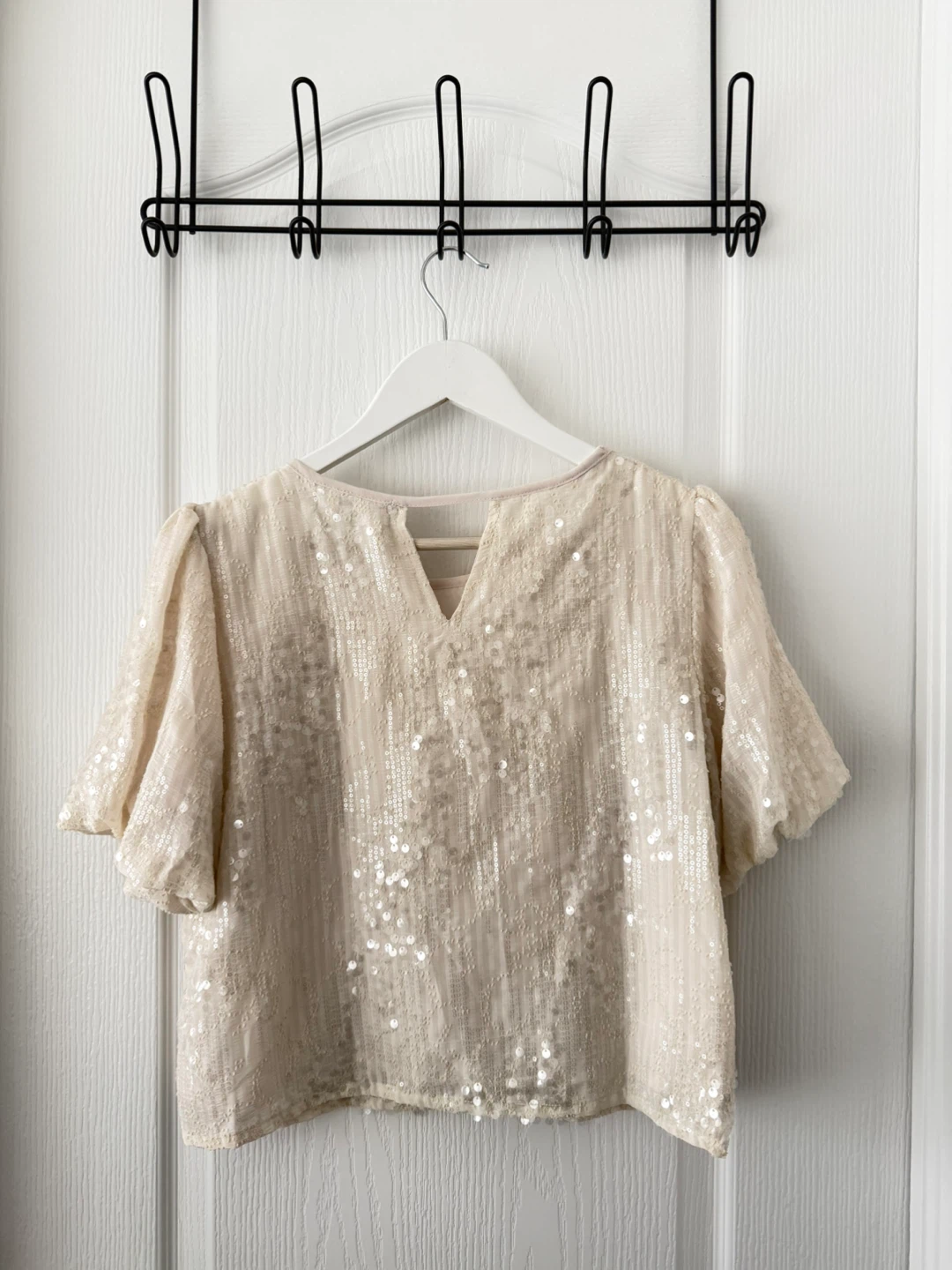 Cream Sparkly Cropped Top - photo 2