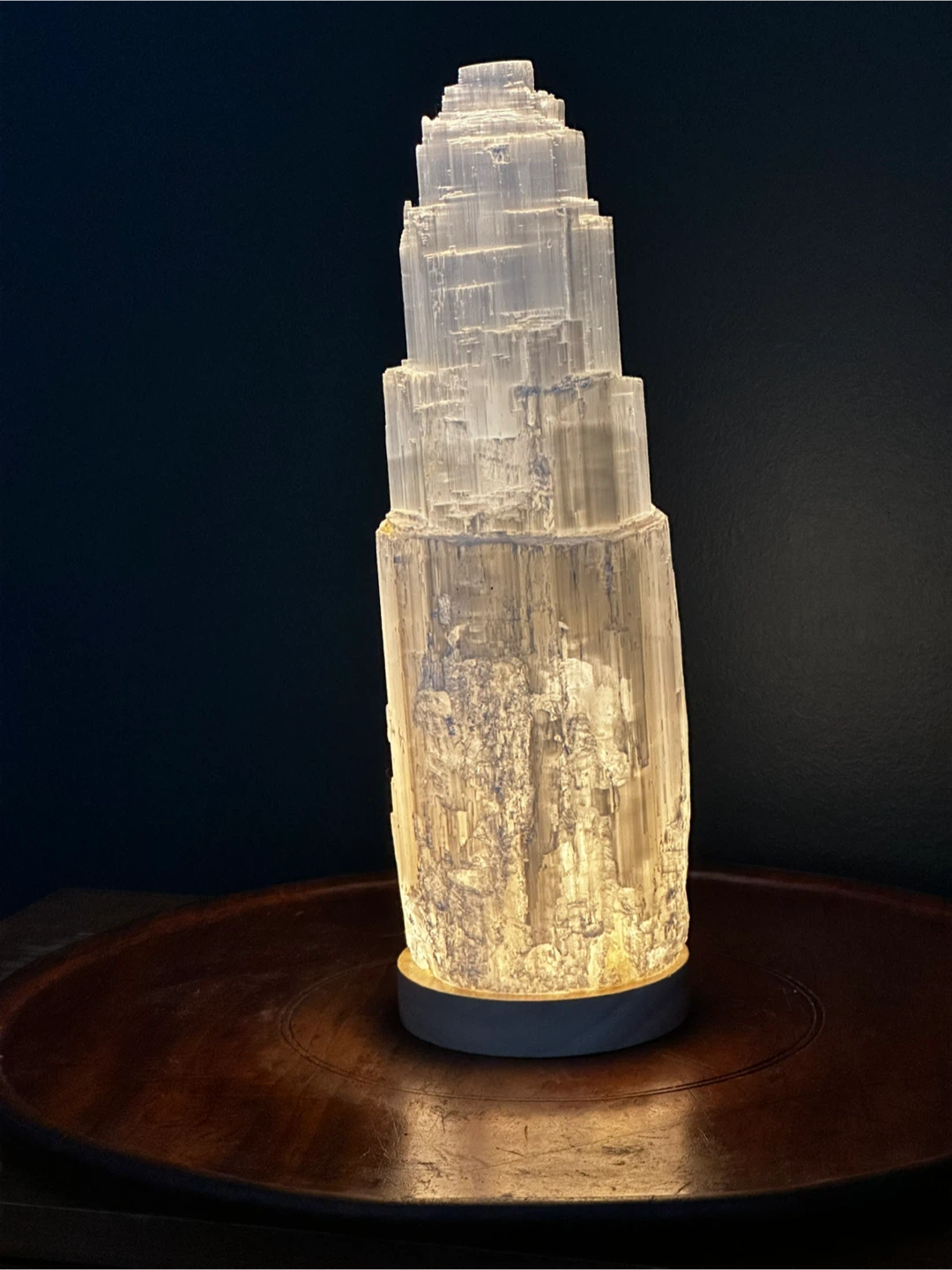 Natural Selenite Crystal Tower Lamp
