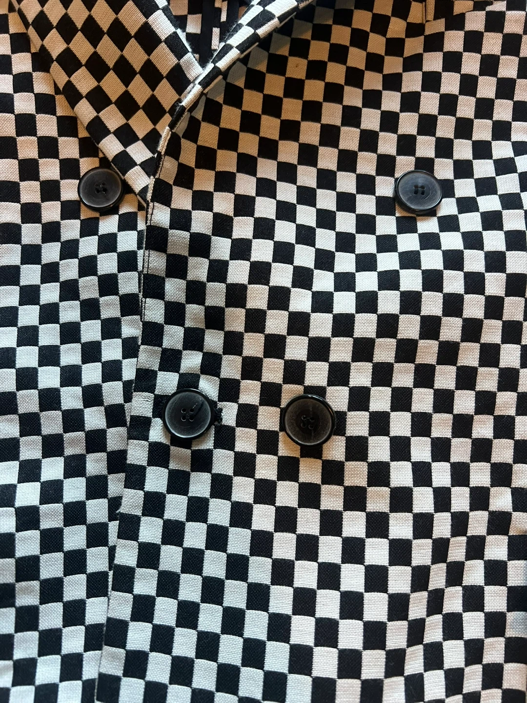 Zara Black and White Checkered Double-Breasted Blazer - photo 4