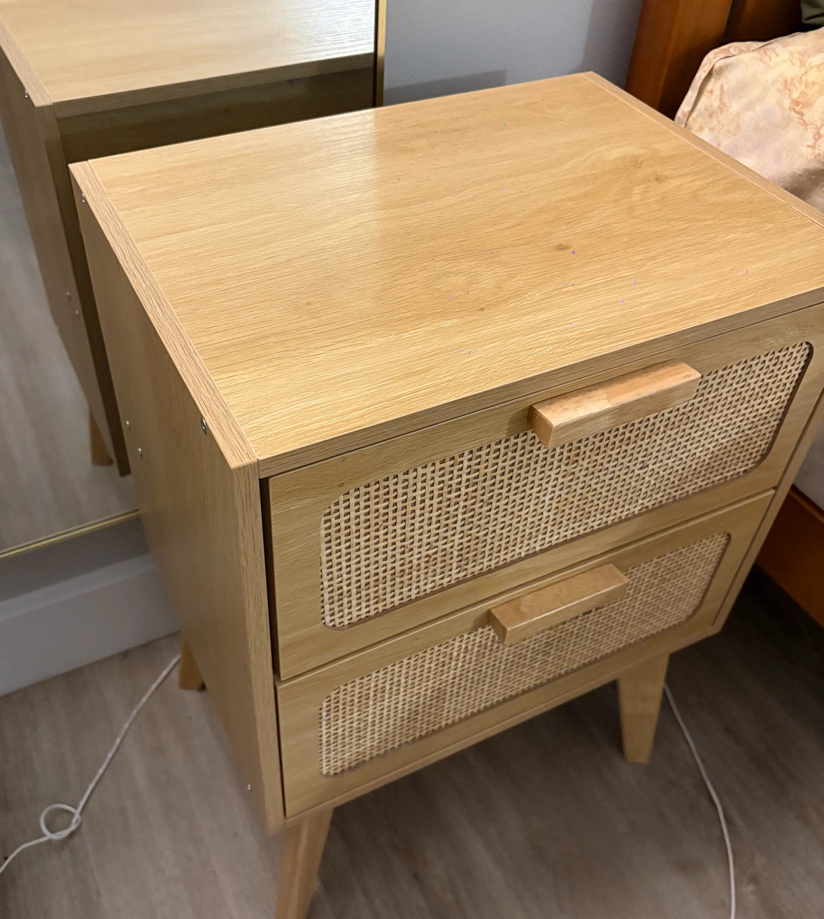 Rattan and Wood Nightstand - photo 2