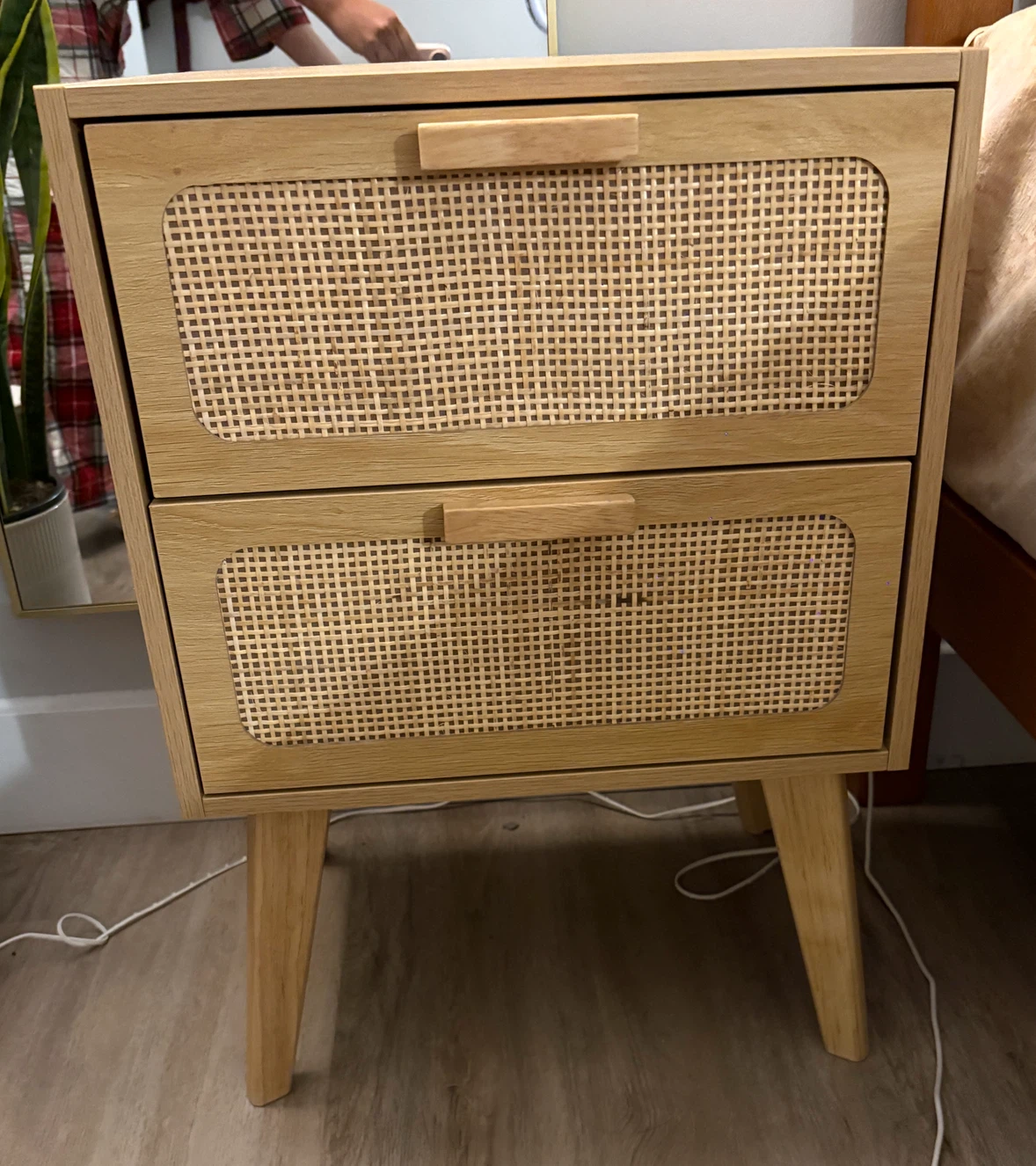 Rattan and Wood Nightstand - photo 3