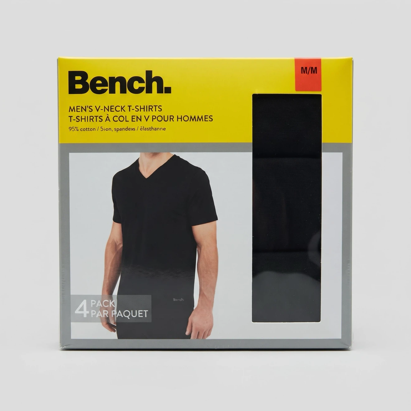 NEW - Bench Men's V-Neck T-Shirts (4-Pack, BLK, Medium)