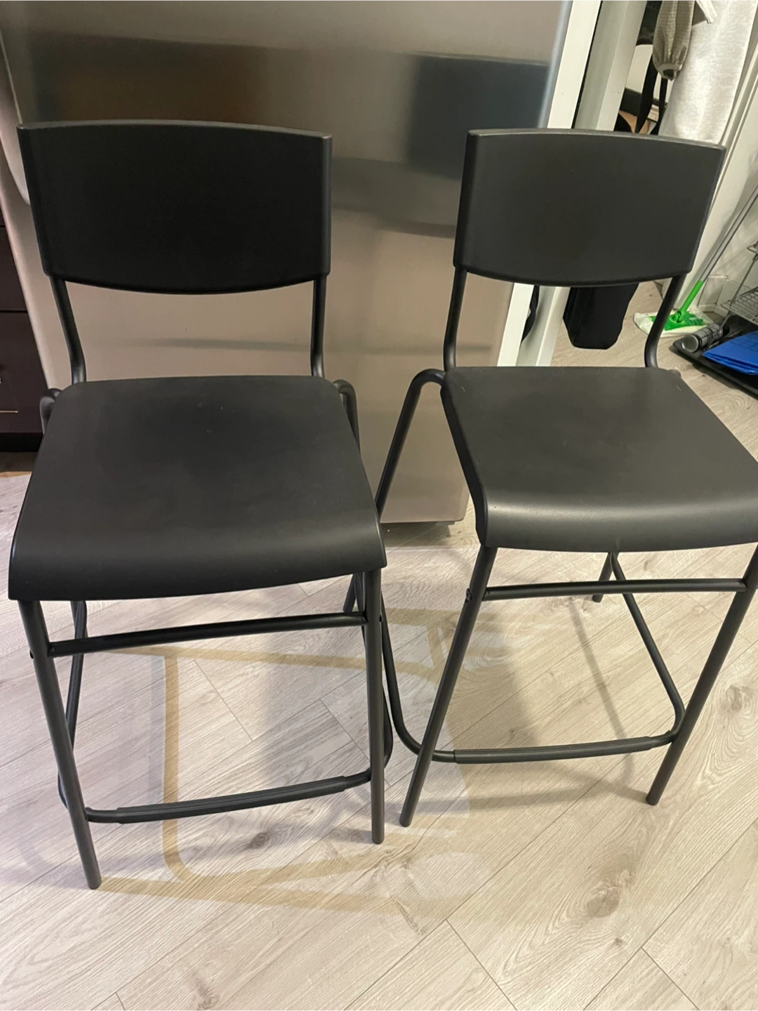Two Black Counter Stools