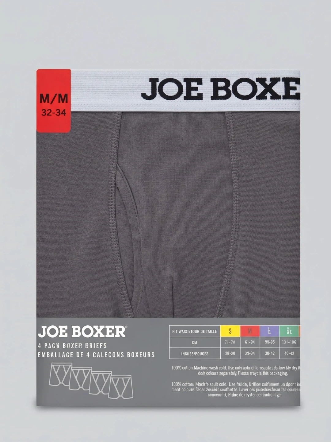 NEW Joe Boxer Men's 100% Cotton Boxer Briefs (4-Pack,BLK,Size M) - photo 2