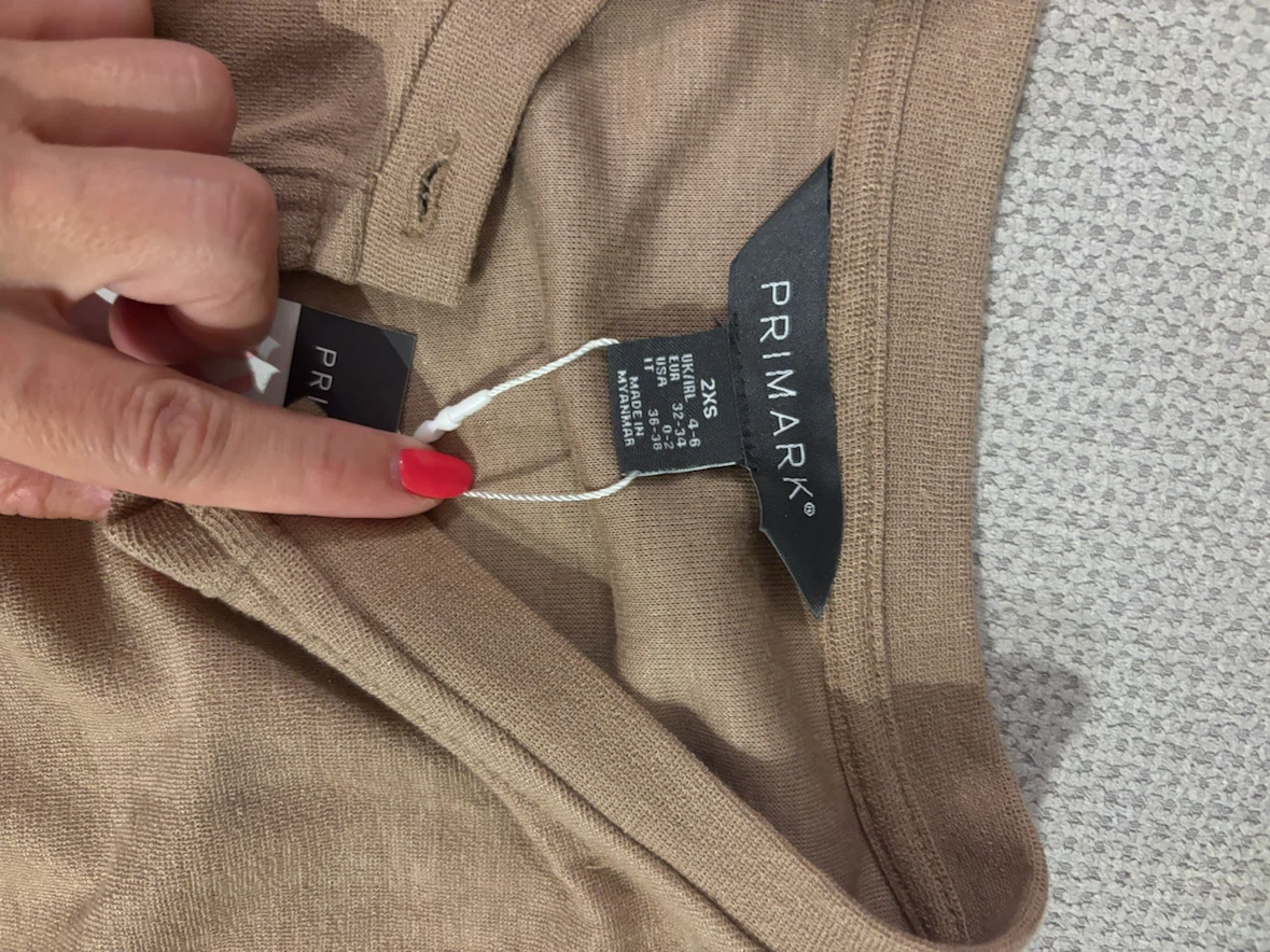 Primark Tan Button-Up Top 2XS
