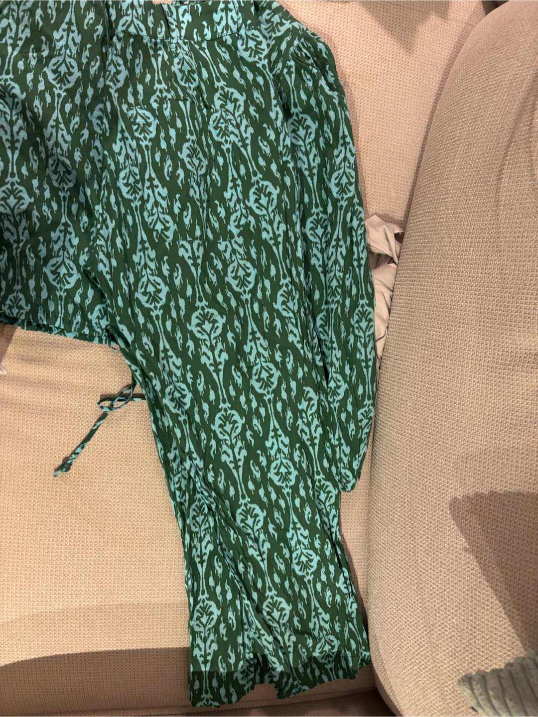 Zara Green & Light Blue Printed 2-Piece Co-Ord Set – Size Small