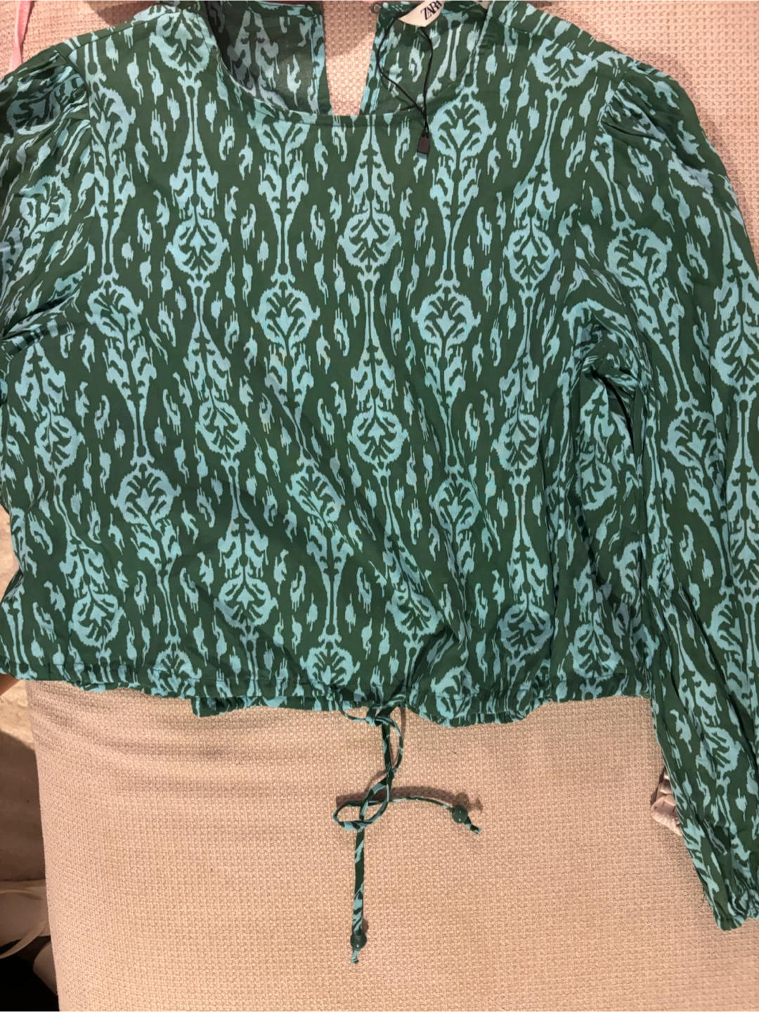 Zara Green & Light Blue Printed 2-Piece Co-Ord Set – Size Small - photo 4