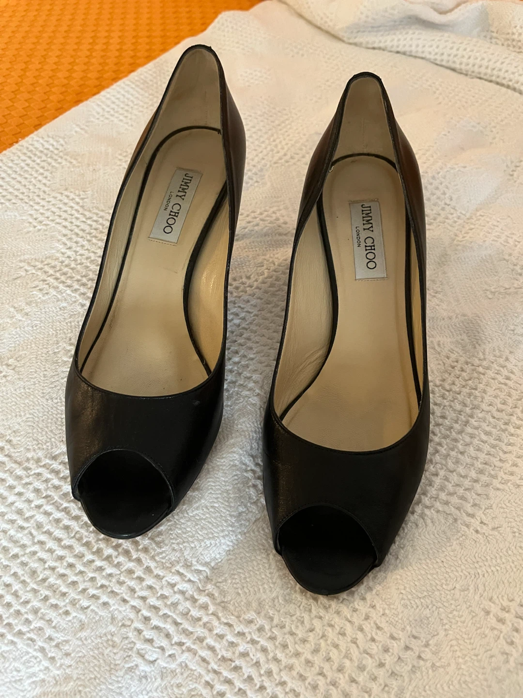 Jimmy Choo Black Peep-Toe Heels