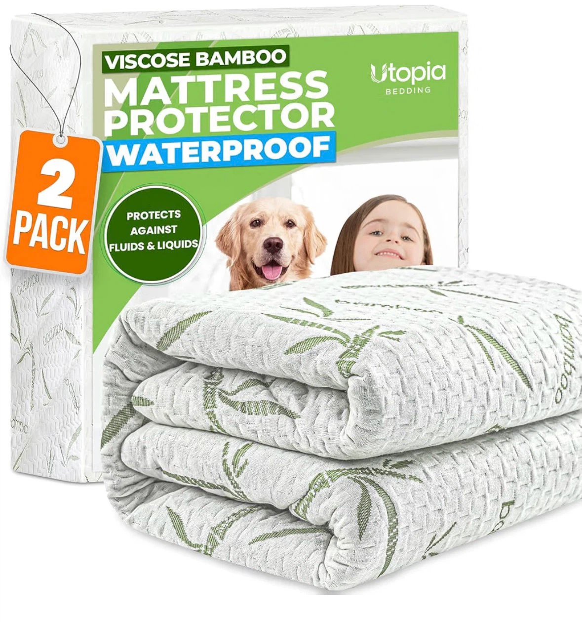 2 Utopia Bedding Viscose Bamboo Mattress Protector 2 Pack