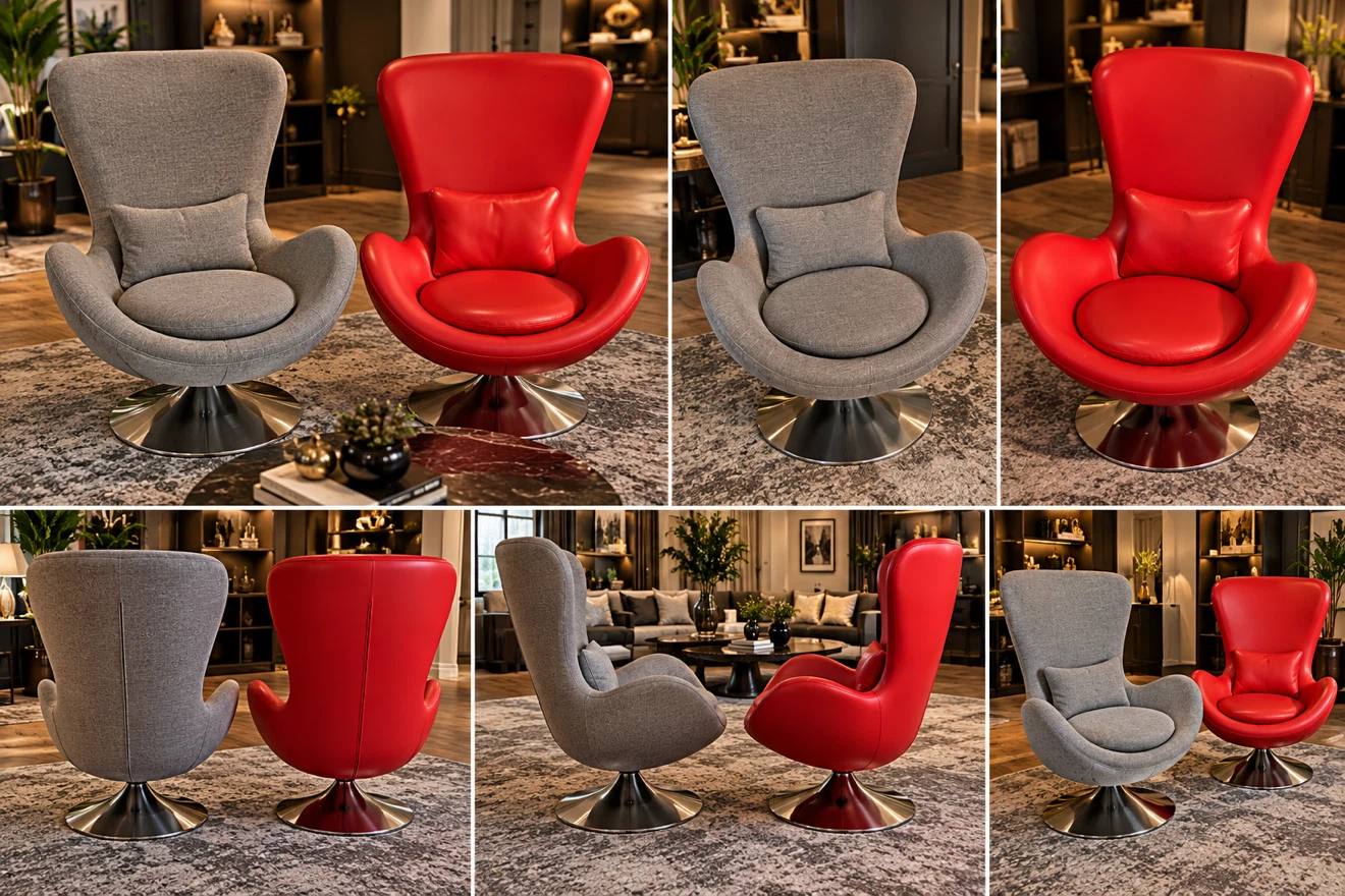 Pair of Modern Egg-Style Swivel Chairs - photo 2