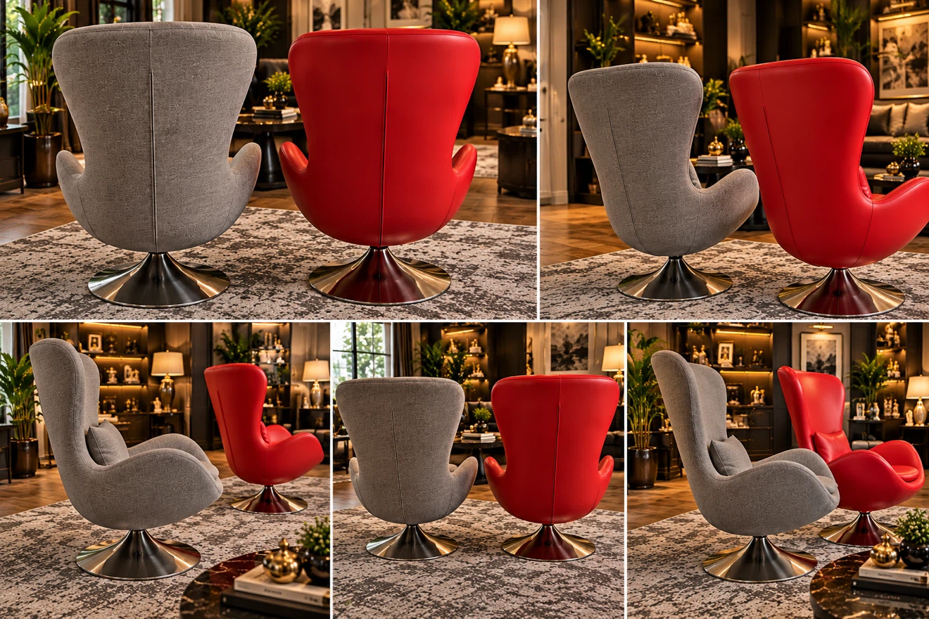 Pair of Modern Egg-Style Swivel Chairs - photo 3