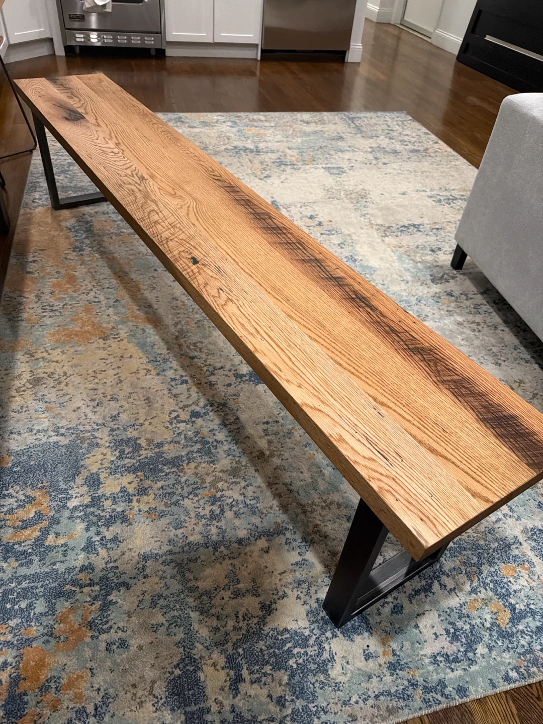 Industrial wood and metal bench