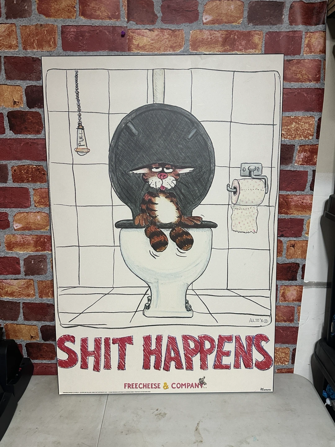 Vintage 1990 Shit Happens Poster by Verkerke