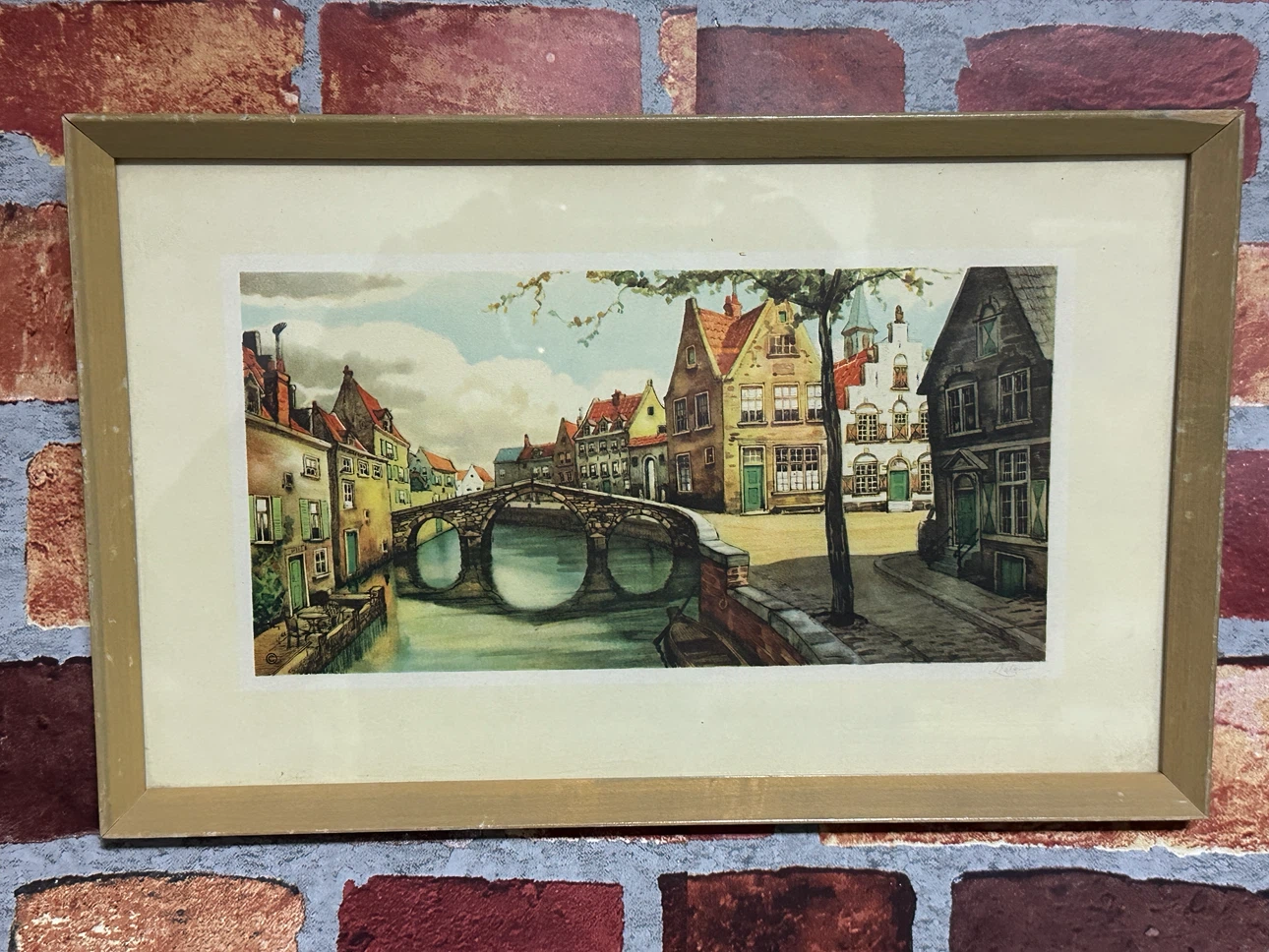 Set of Two Vintage European Canal Scene Prints - photo 5