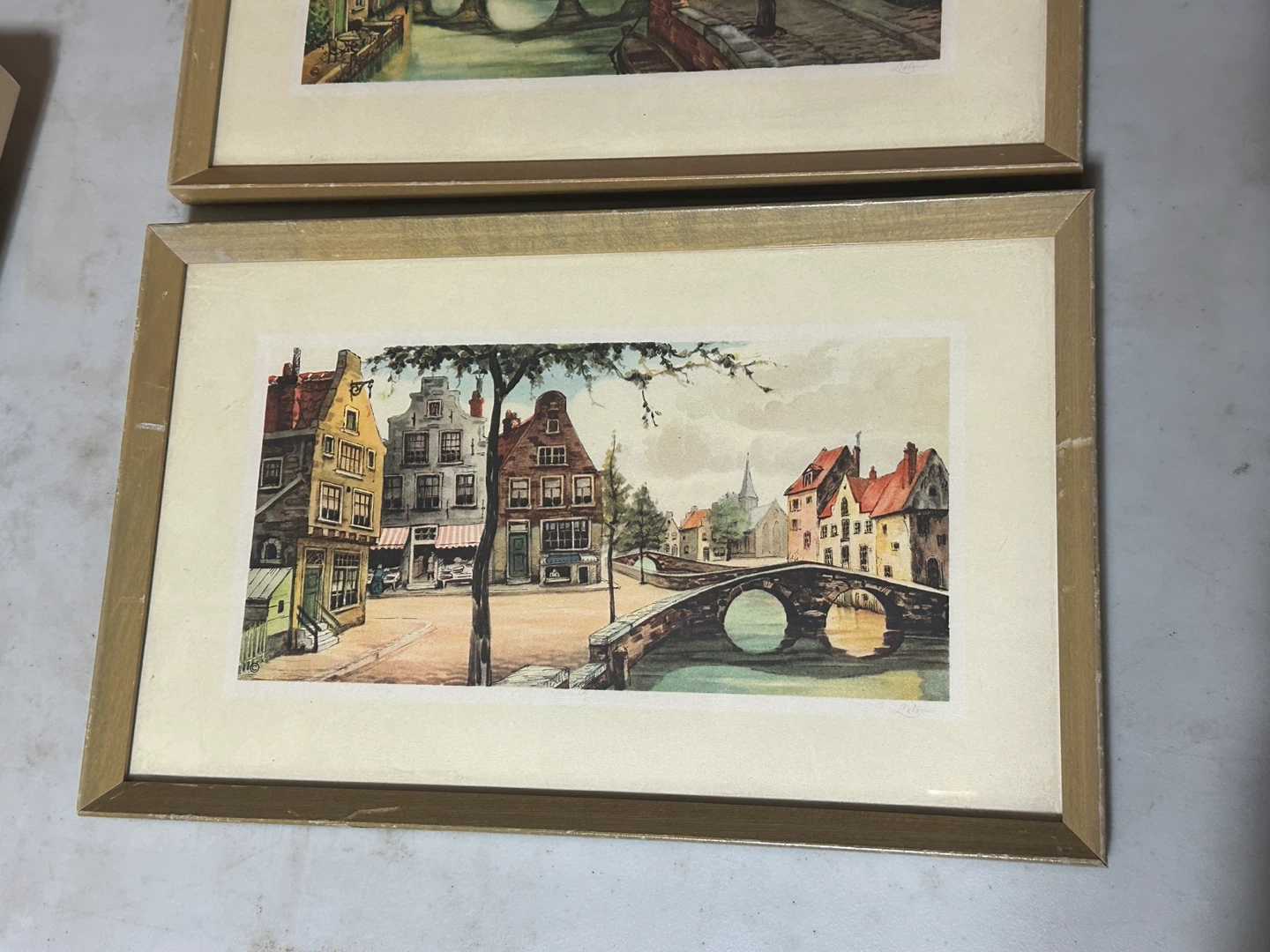 Set of Two Vintage European Canal Scene Prints - photo 2