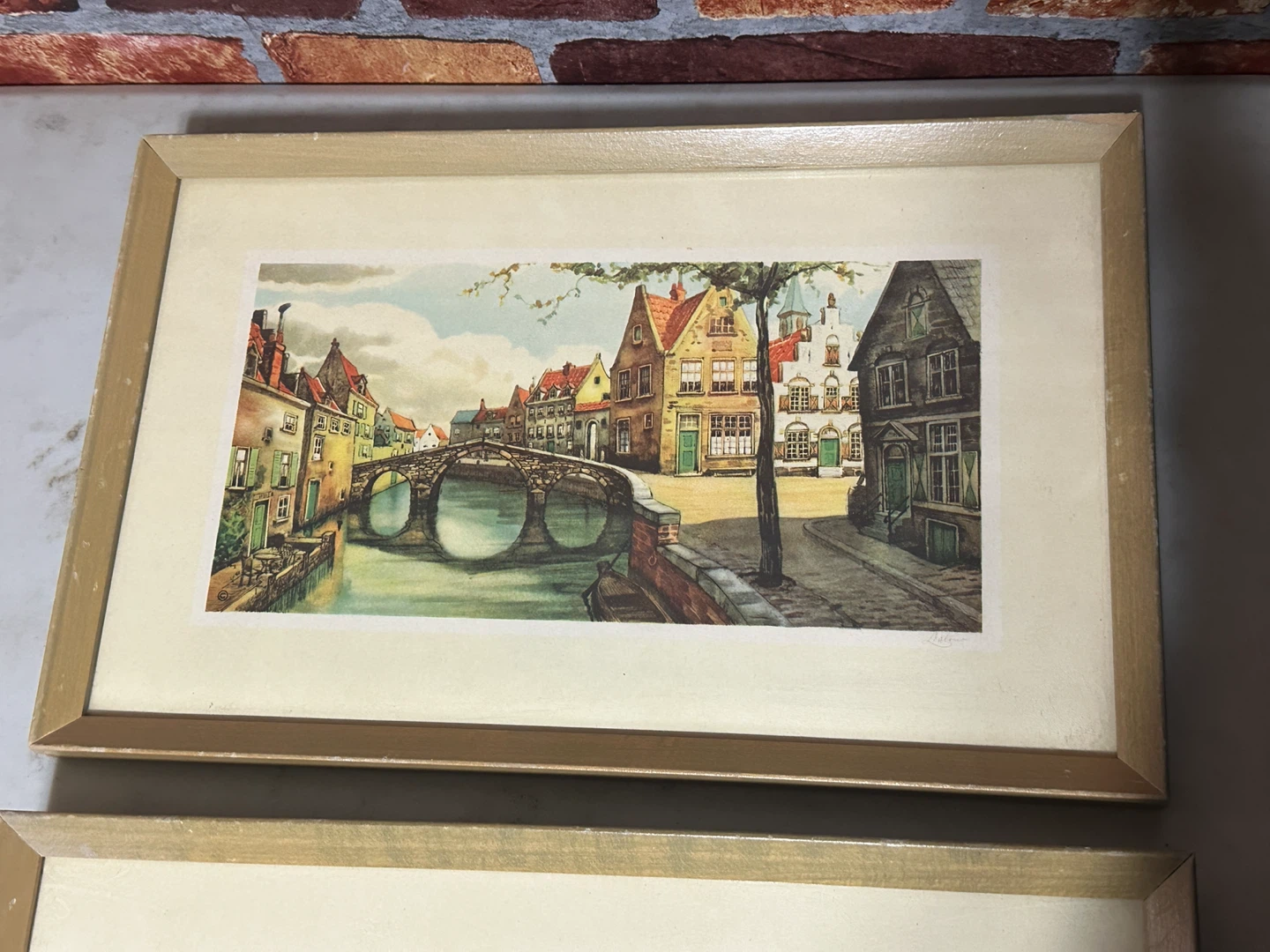 Set of Two Vintage European Canal Scene Prints - photo 3
