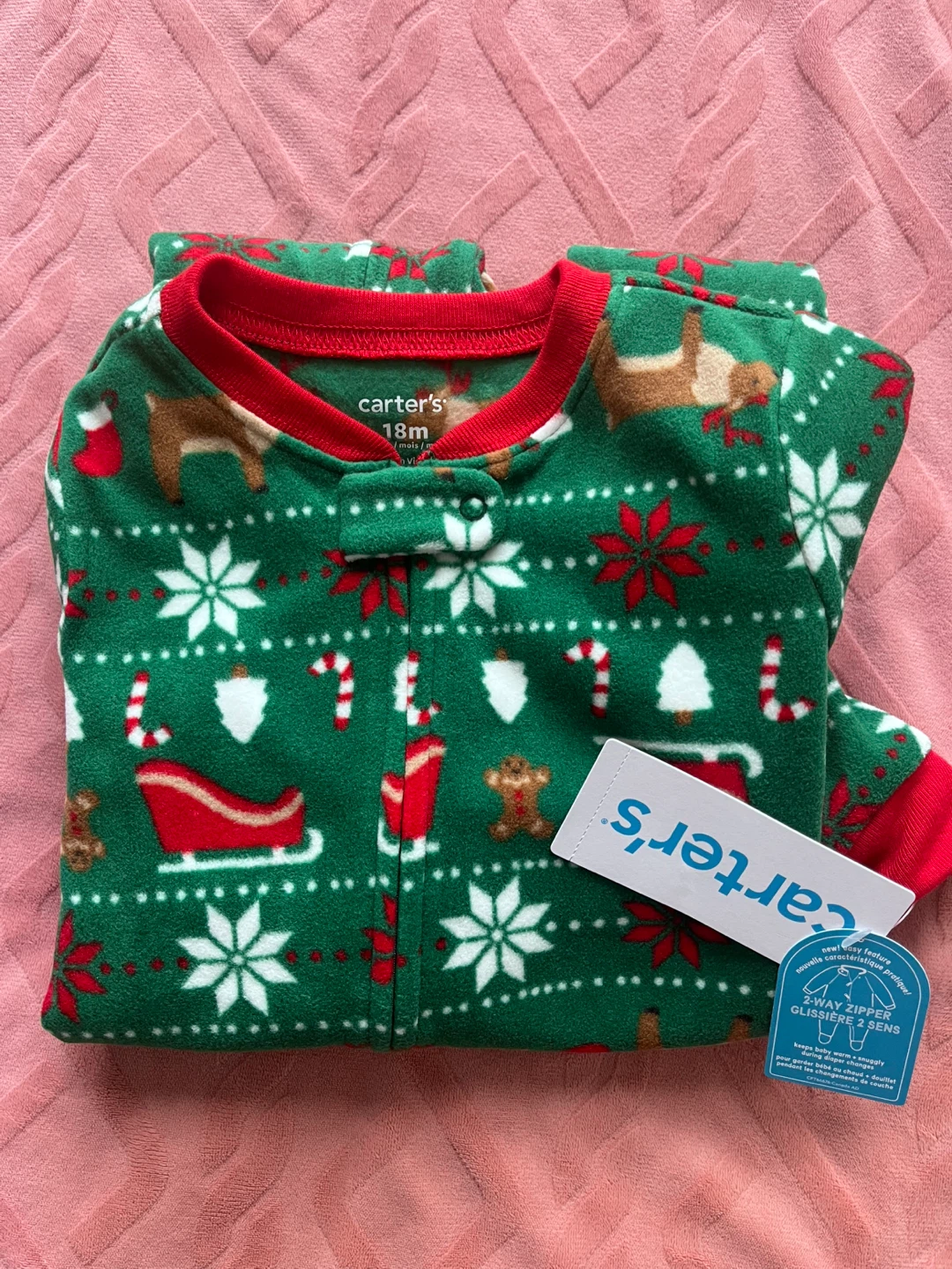 Carter's Holiday Print Fleece Footie Pajamas