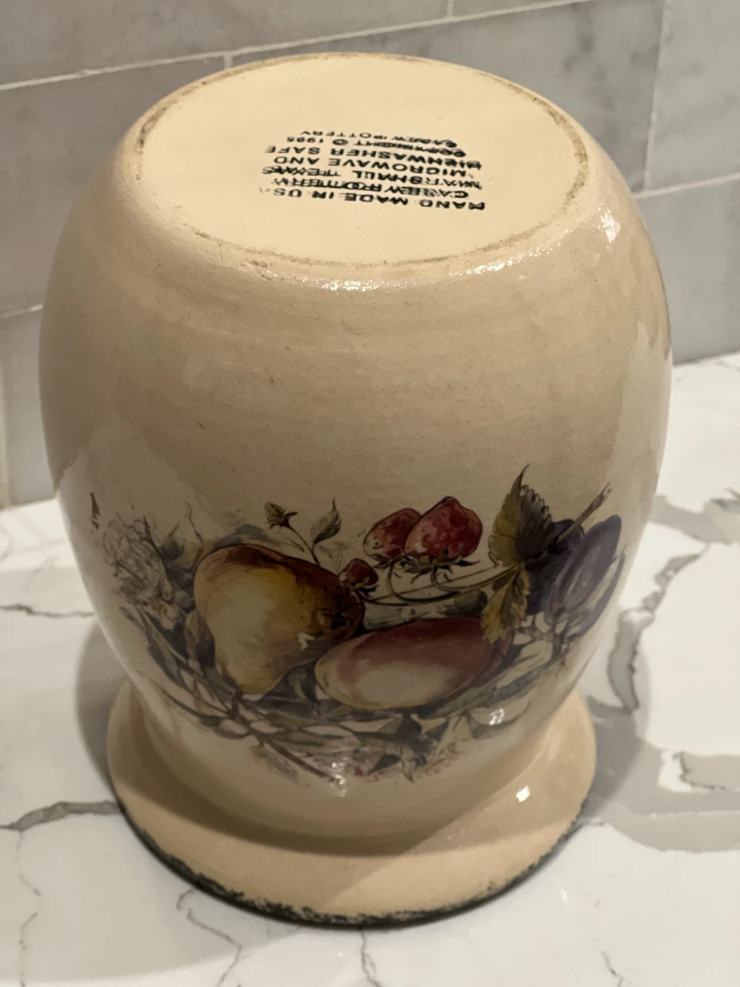 1995 Casey Pottery Handcrafted Fruit Stoneware Utensil Holder - photo 4
