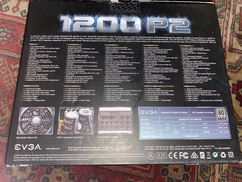 EVGA SuperNOVA 1200 P2 Platinum Power Supply - photo 4