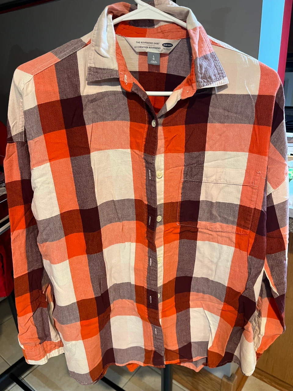 Old Navy The Boyfriend Shirt Plaid Large