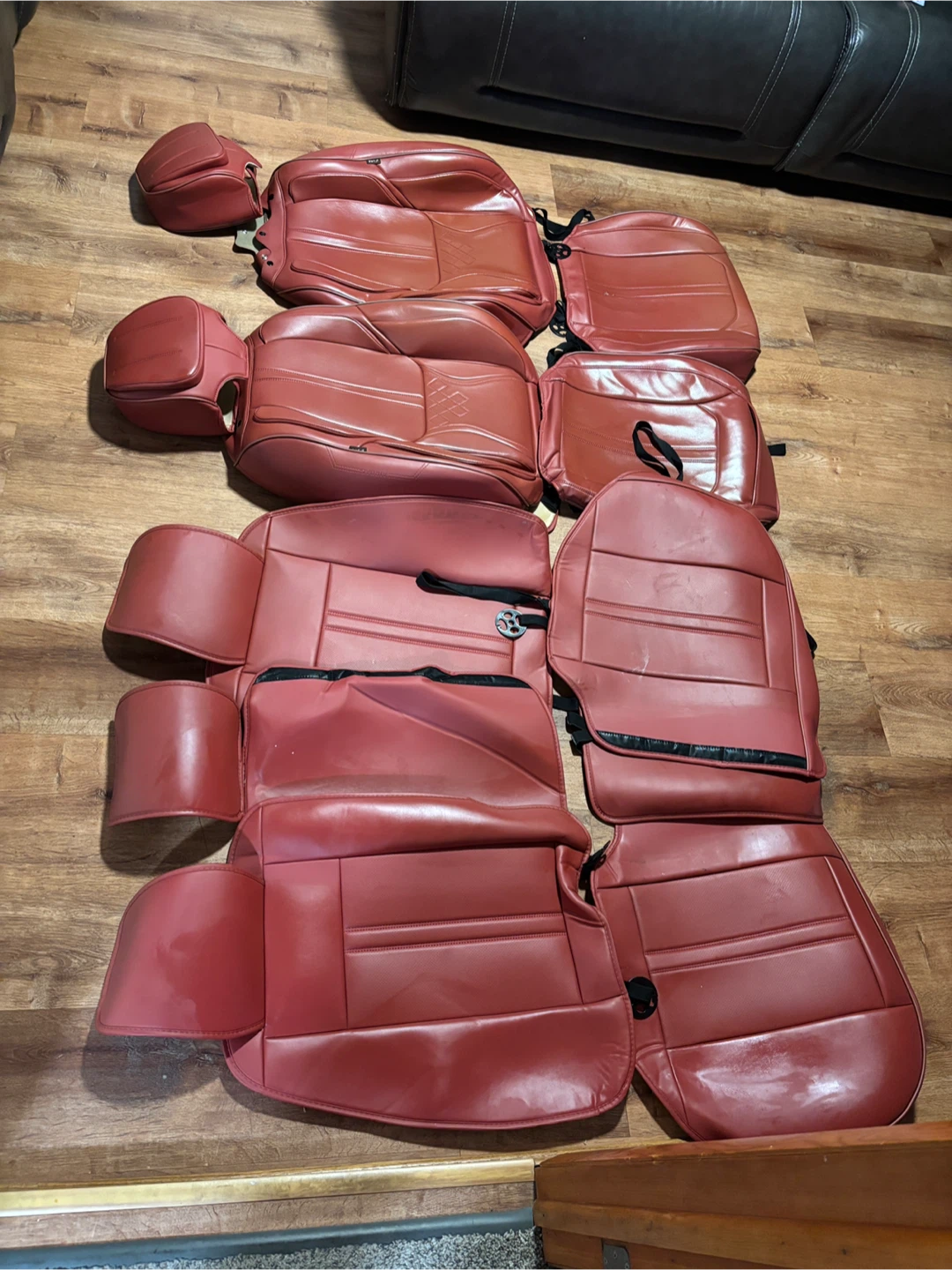 Red Synthetic Leather Car Seat Covers Set