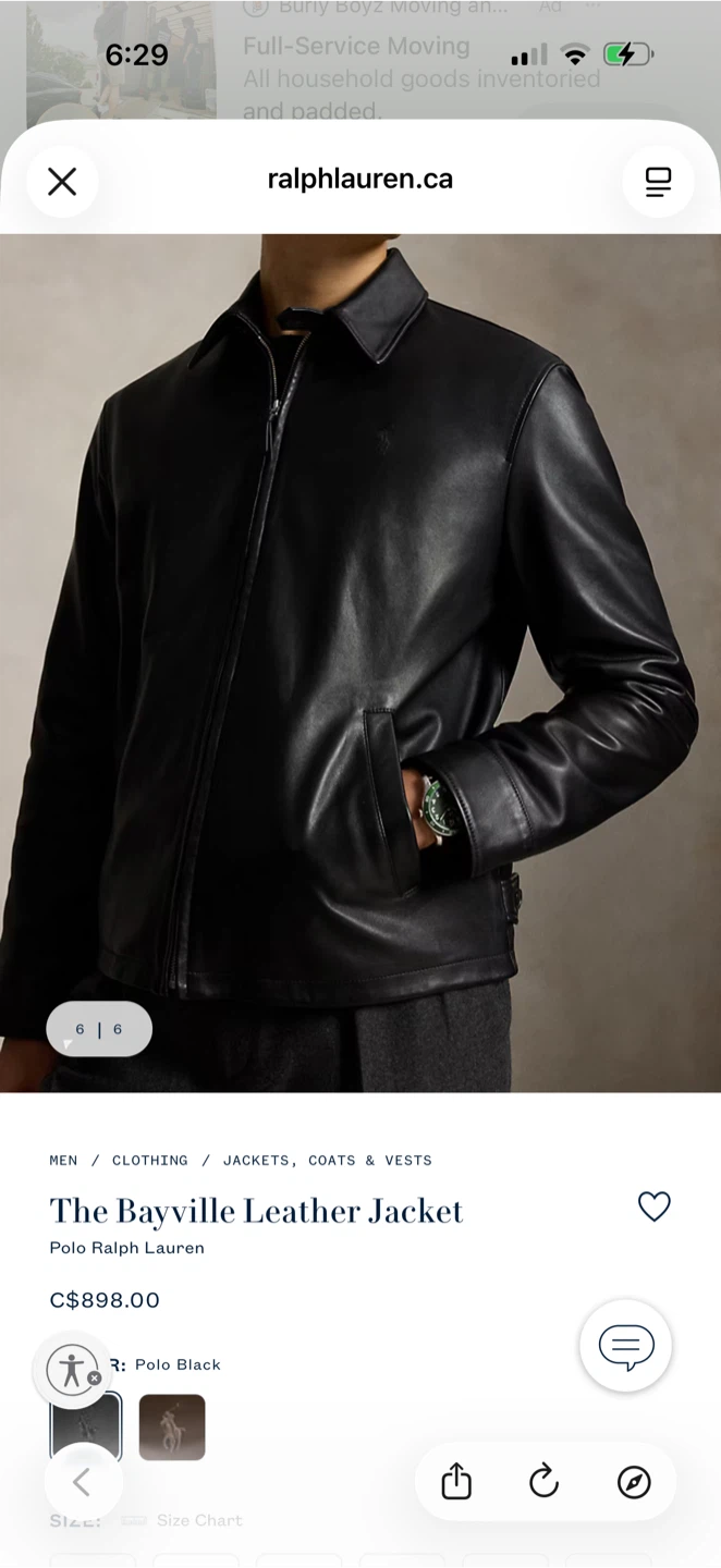 Men Ralph Lauren Leather Jacket Large - photo 2
