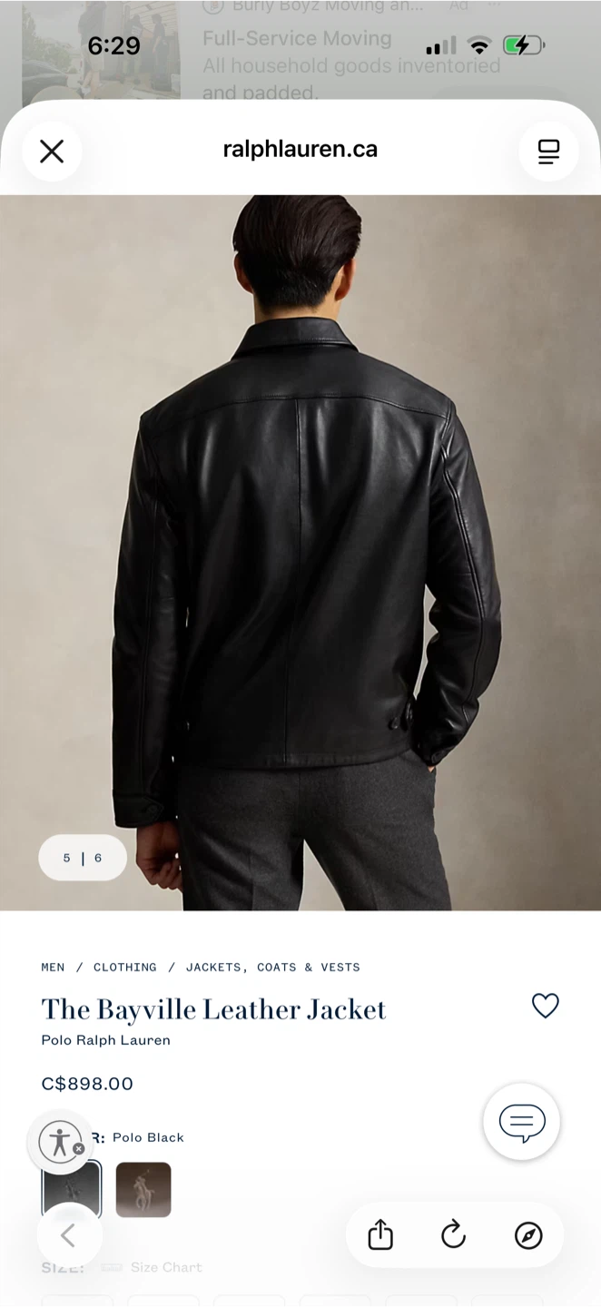 Men Ralph Lauren Leather Jacket Large - photo 4