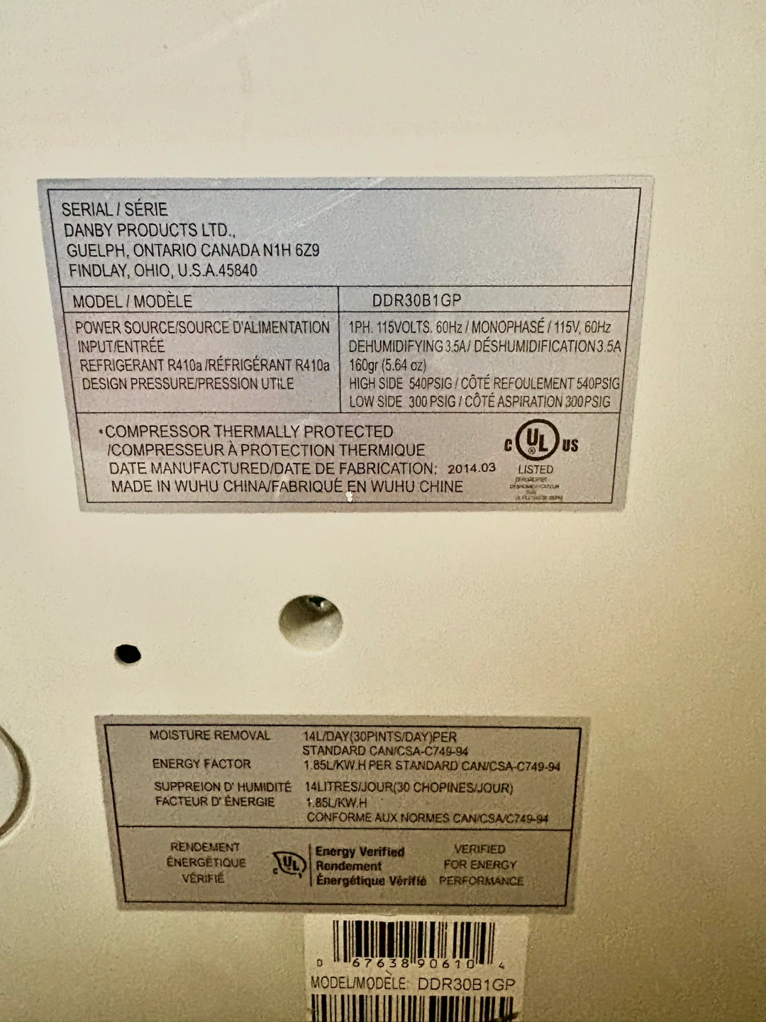 Danby Premiere Dehumidifier DDR30B1GP - photo 3