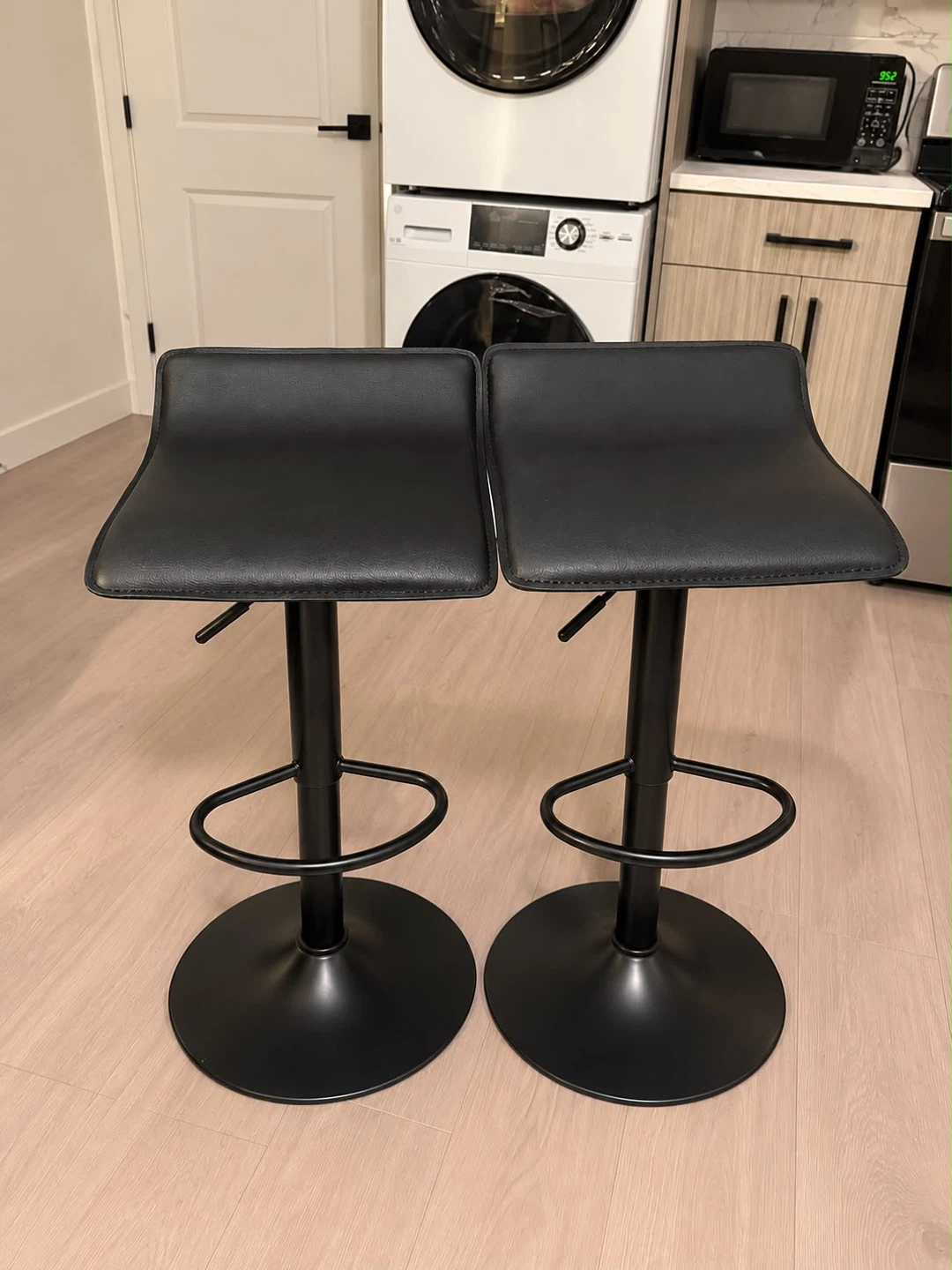 Set of two black bar stools