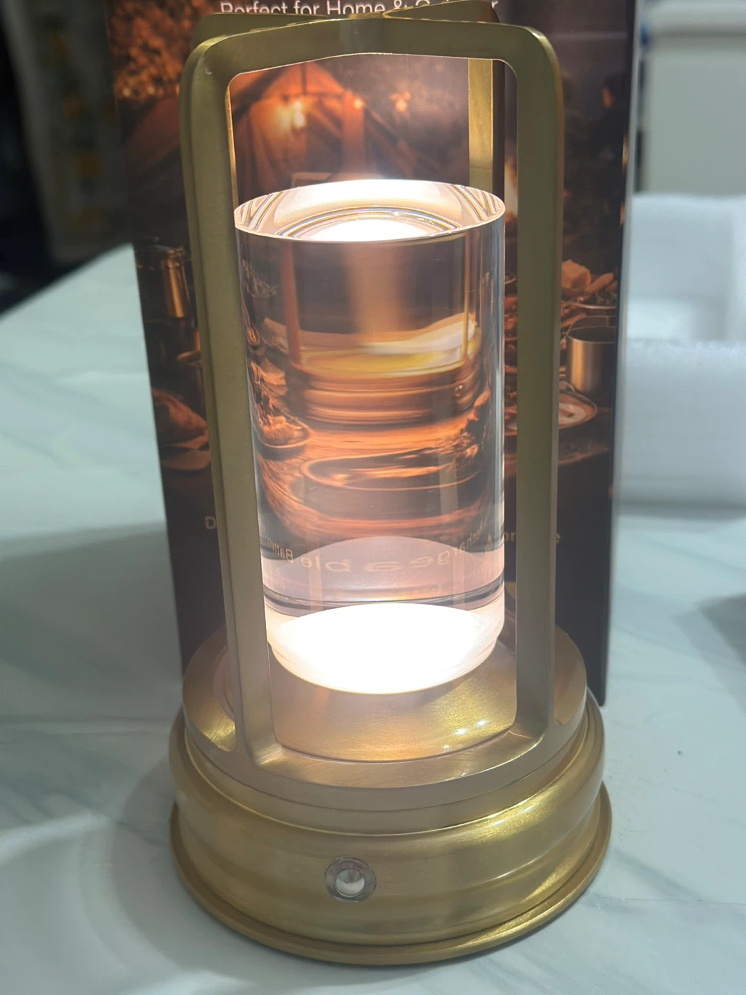 Modern LED Table Lamp with Gold Frame - photo 3