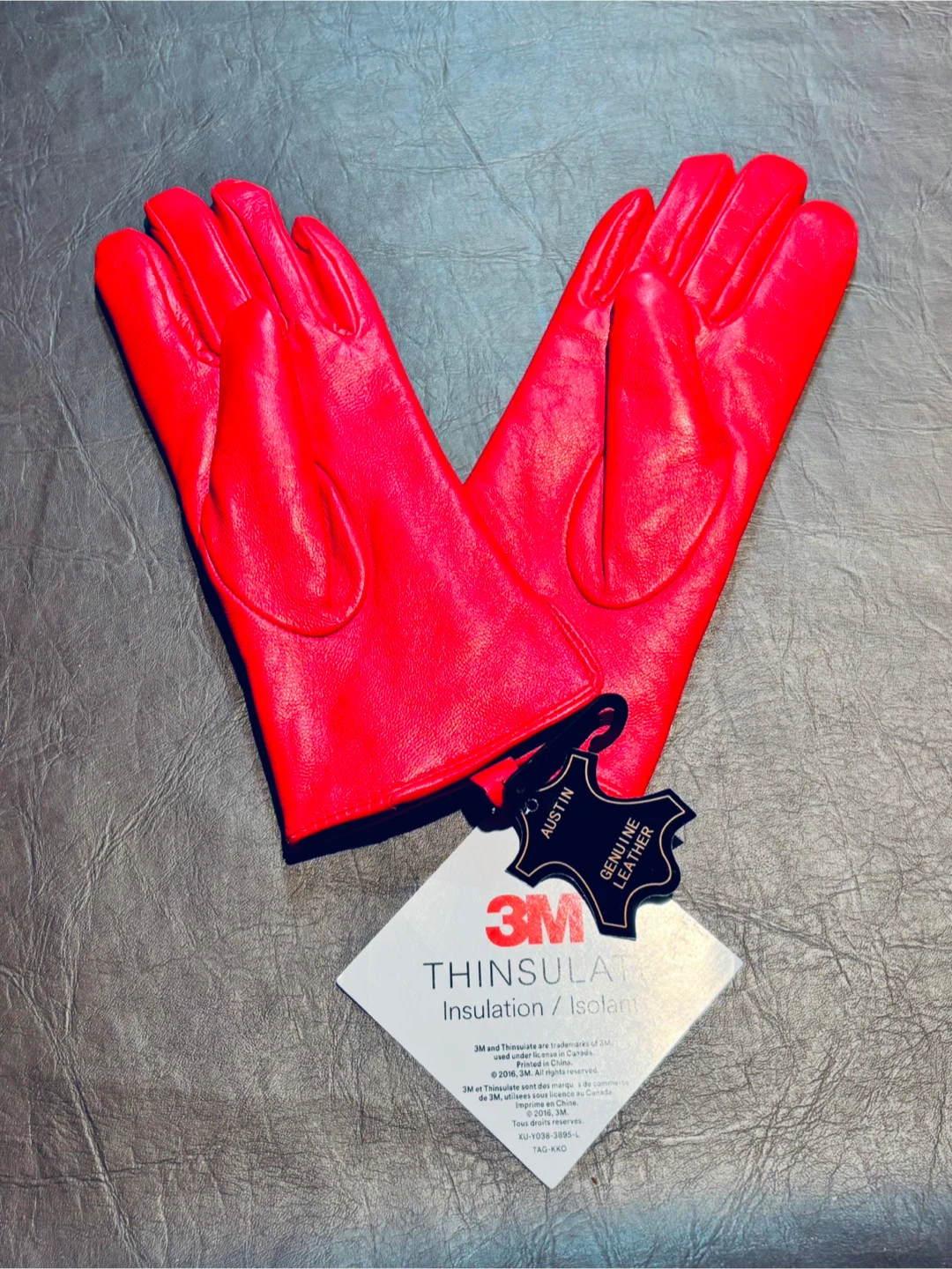 NEW RED 100% Genuine Leather Thinsulate Austin Gloves