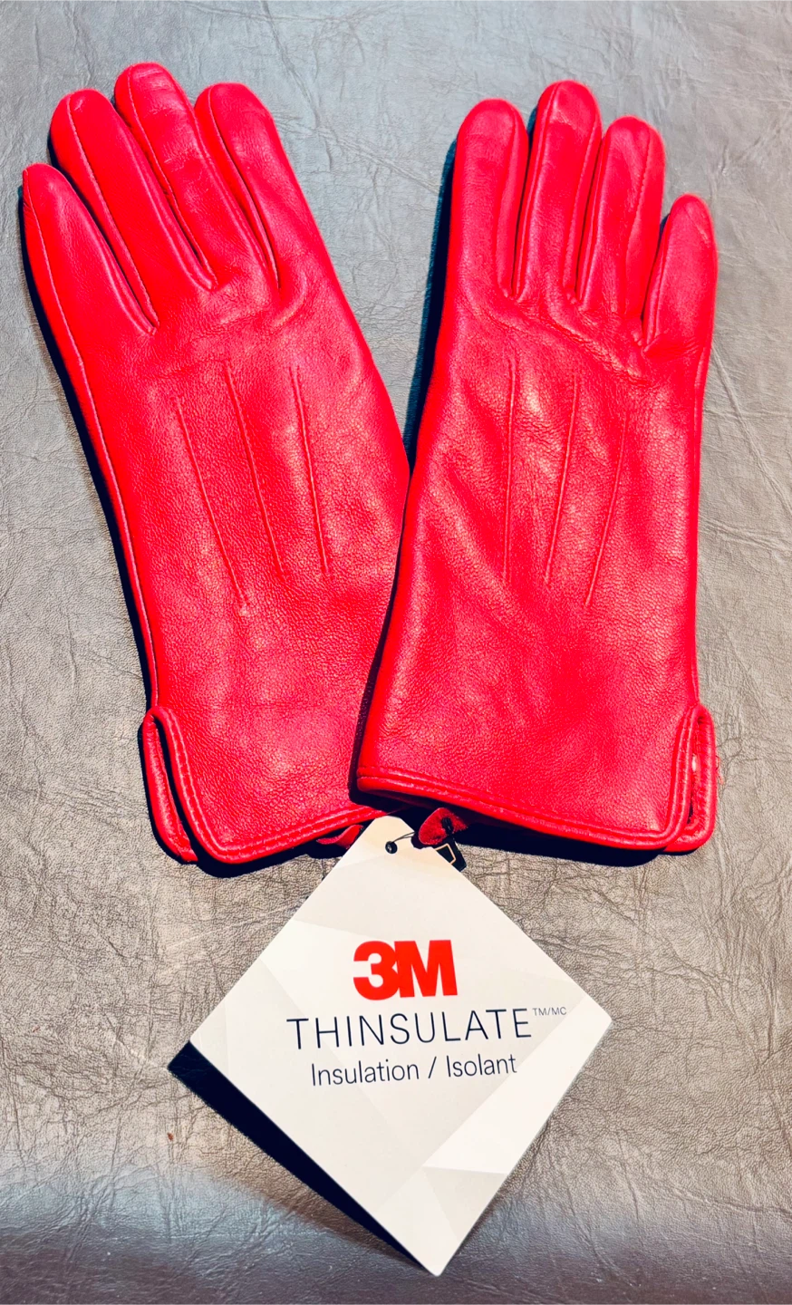 NEW RED 100% Genuine Leather Thinsulate Austin Gloves - photo 3