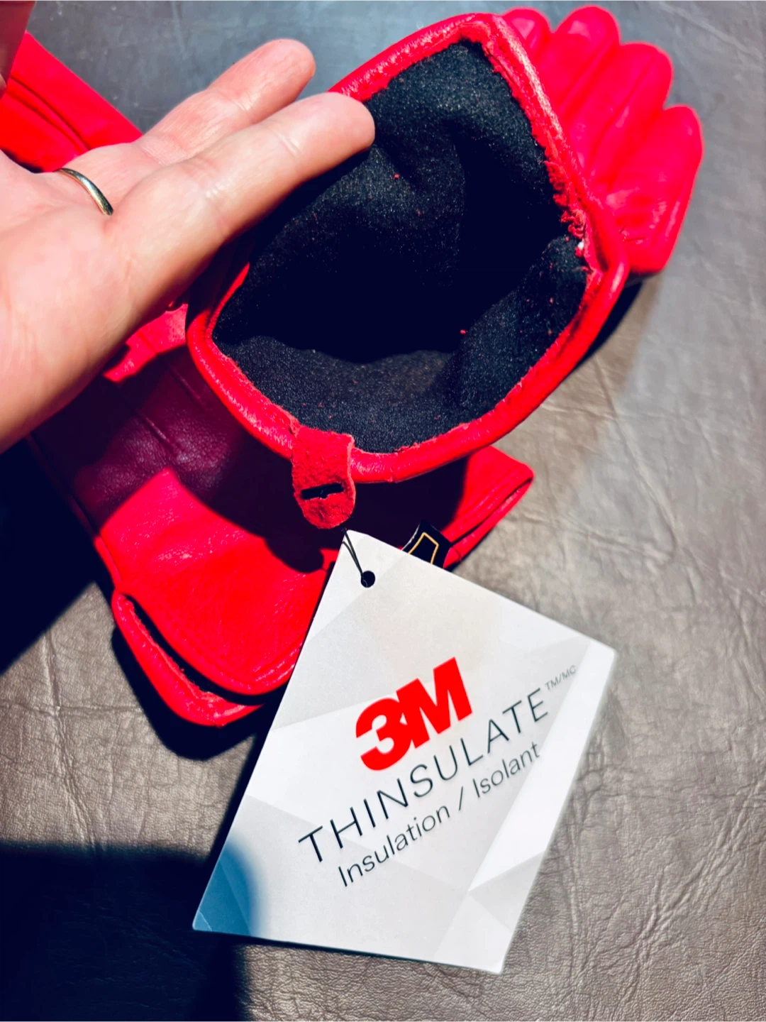 NEW RED 100% Genuine Leather Thinsulate Austin Gloves - photo 4