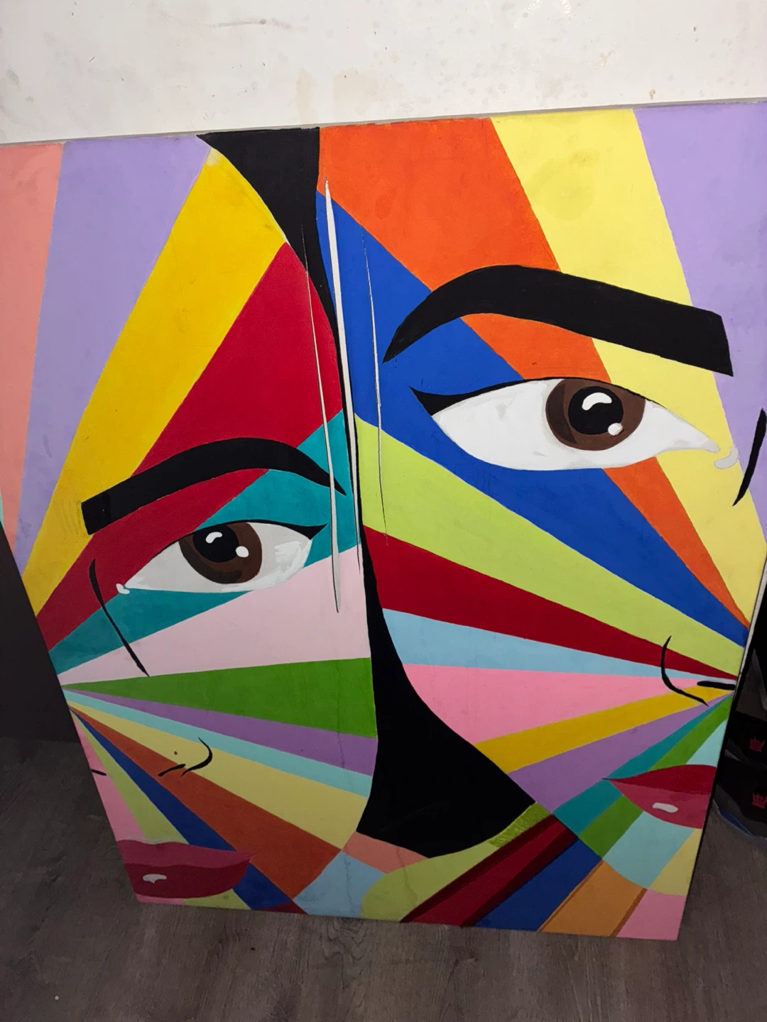 Abstract Geometric Eye Face Canvas Painting