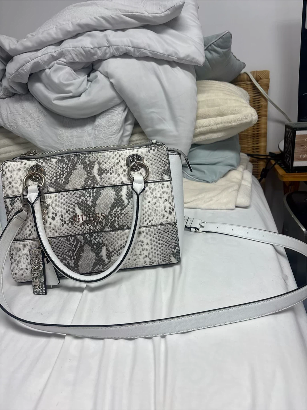 GUESS Snakeskin Print Satchel
