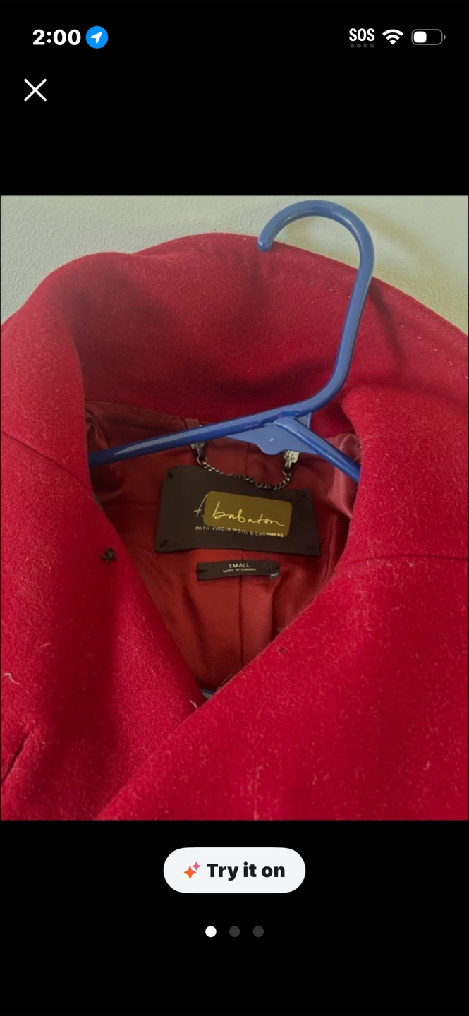Babaton Red Wool and Cashmere Coat