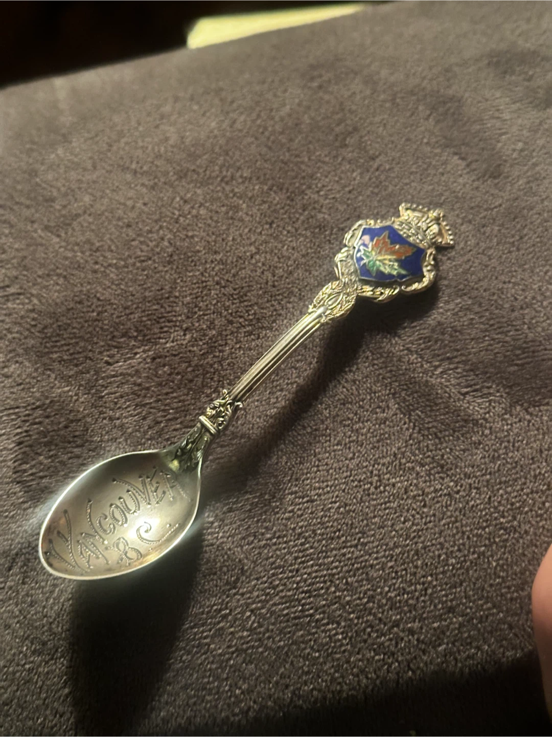 Antique Sterling Enamel Vancouver BC Souvenir Spoon P.W. Ellis