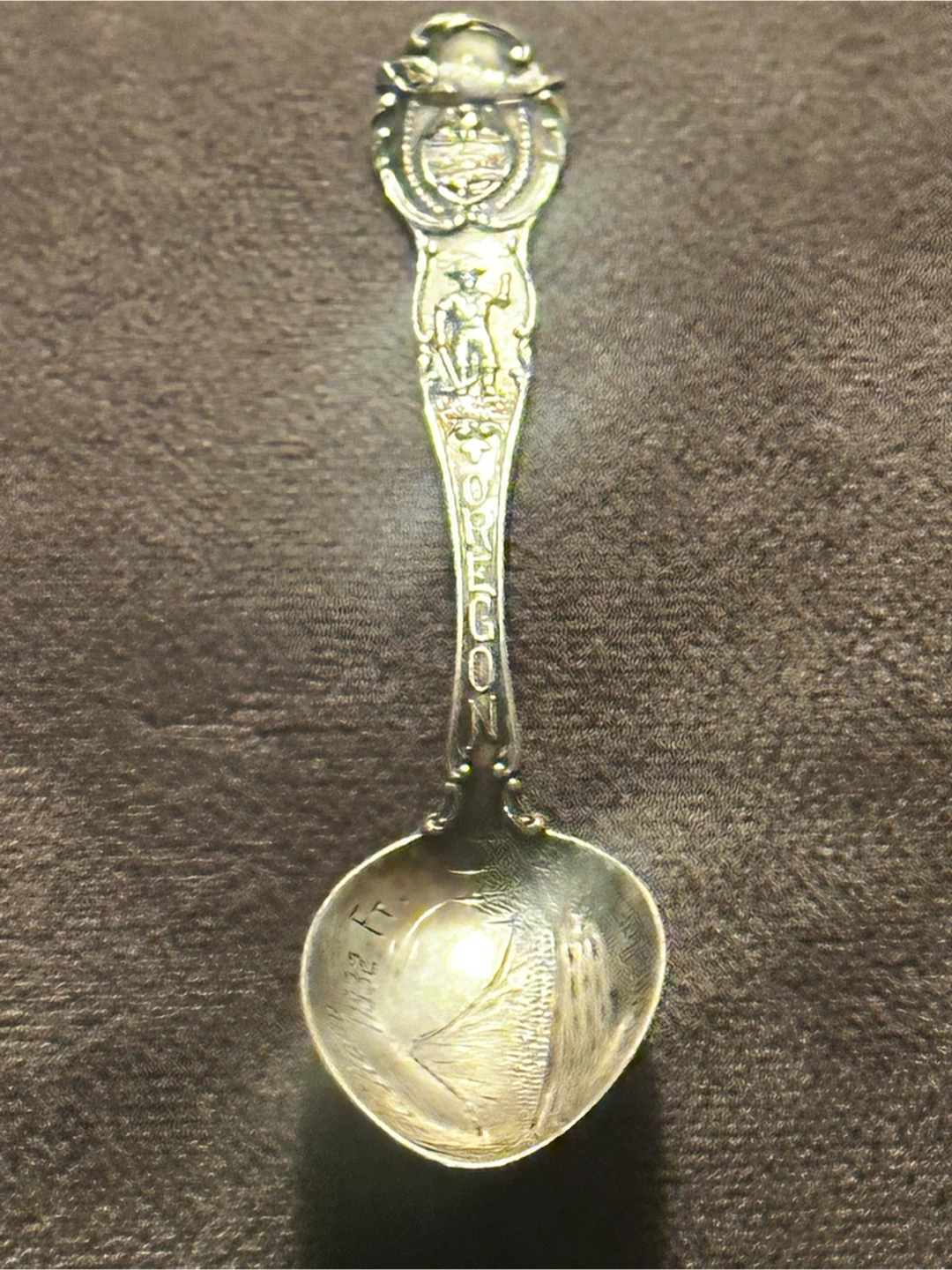 Antique Sterling Oregon Mt Hood Salmon Souvenir Spoon Mayer
