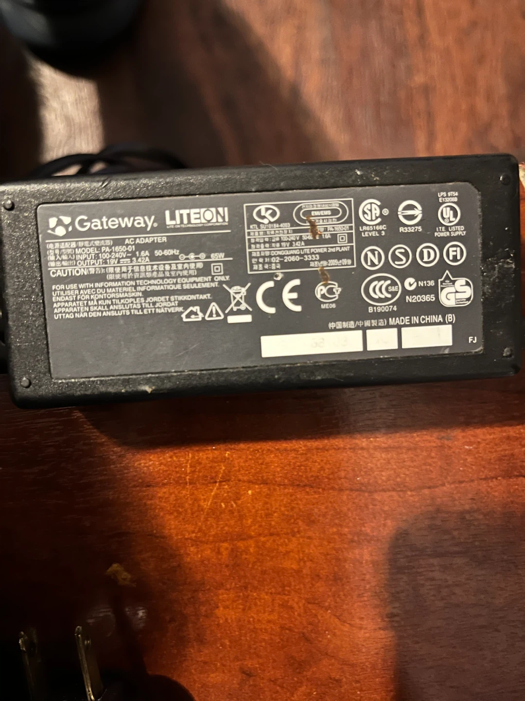 Gateway Liteon AC Adapter PA-1650-01