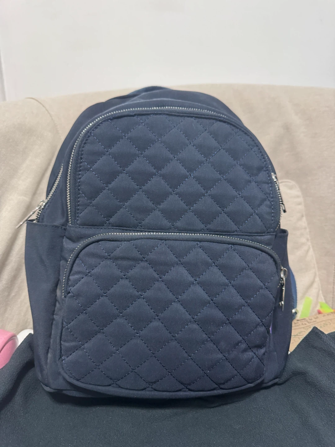 Navy Blue Quilted Backpack
