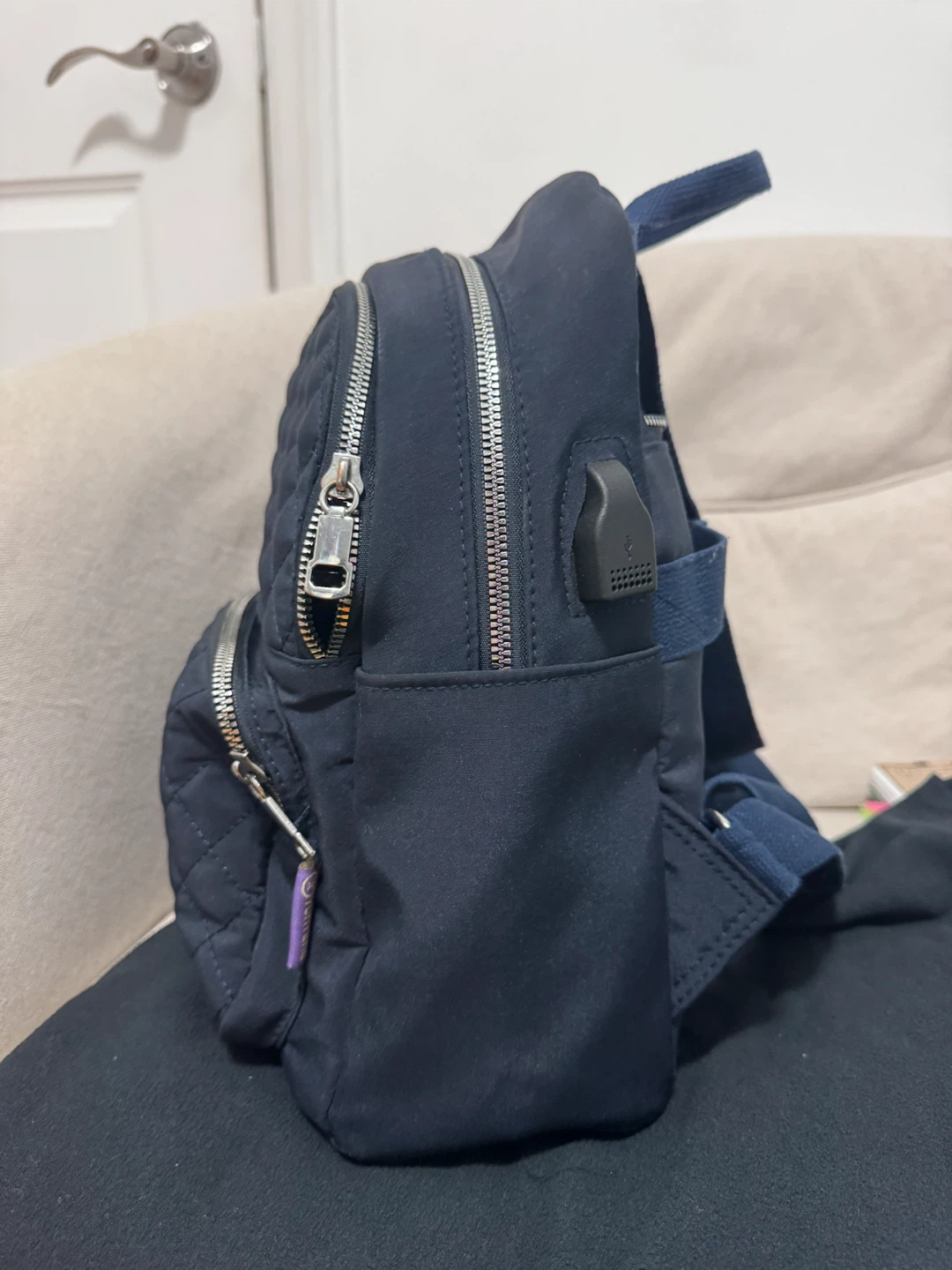 Navy Blue Quilted Backpack - photo 2